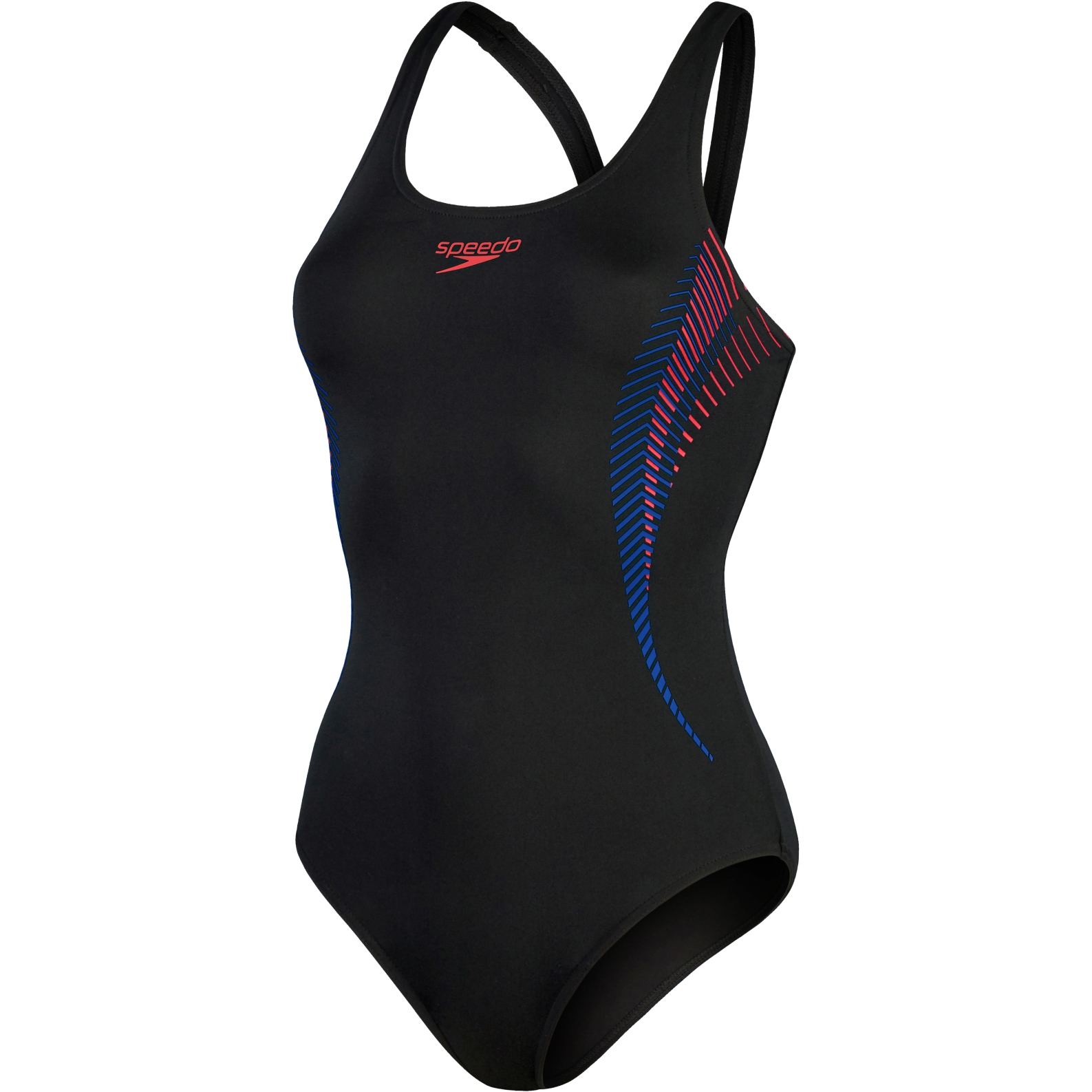 Produktbild von Speedo Placement Muscleback Badeanzug Damen - black/fed red/chroma blue