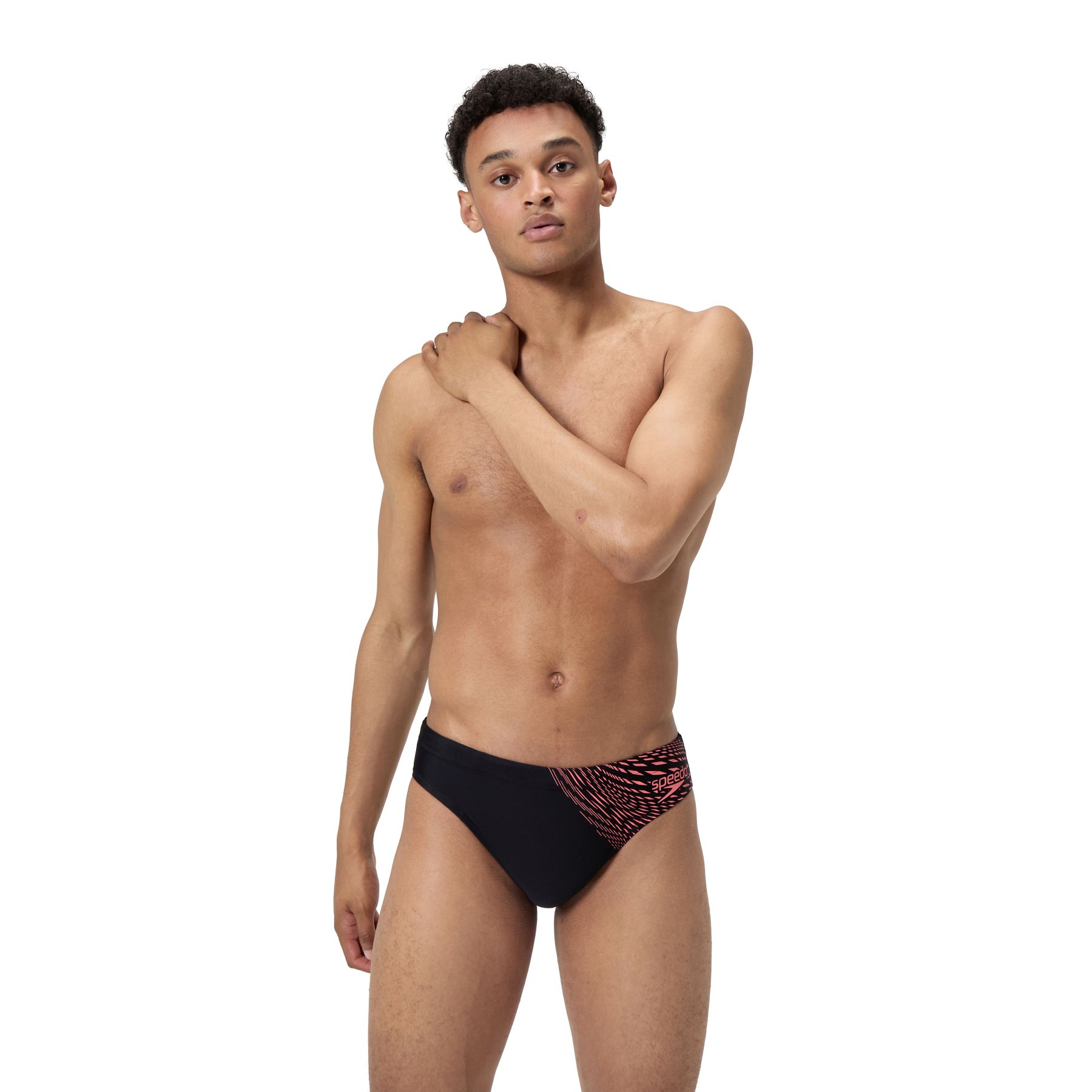 Picture of Speedo Medley Logo 7cm Swim Briefs Men - black/coral sands
