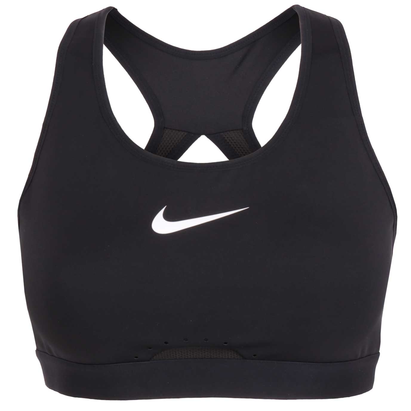 Produktbild von Nike Dri-FIT Swoosh Sport-BH mit starkem Halt Damen - Körbchengröße A - schwarz/schwarz/dark smoke grey/weiss DD0428-010