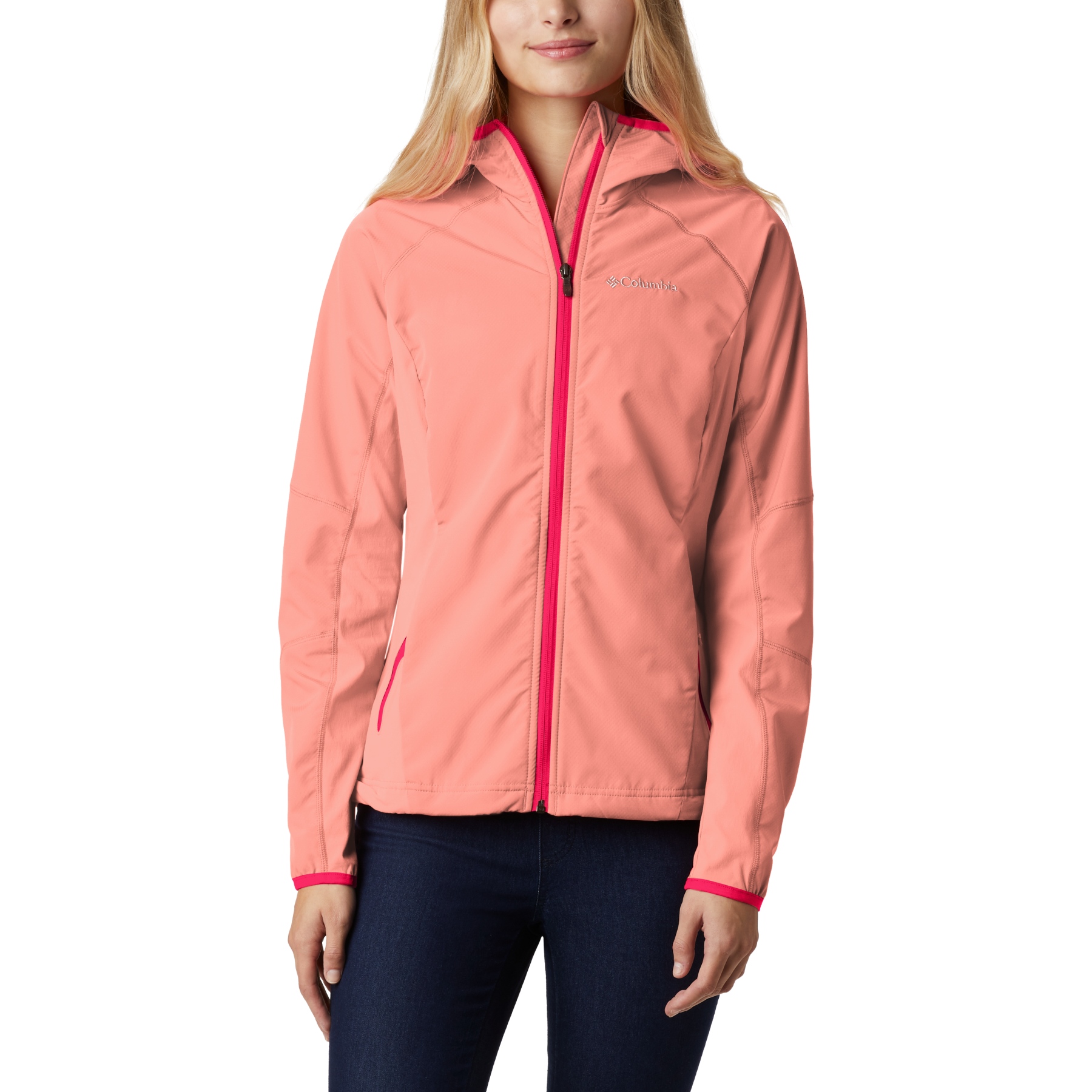 Picture of Columbia Sweet AS Softshell Hoodie Women - Coral Reef, Red Hibiscus Pops