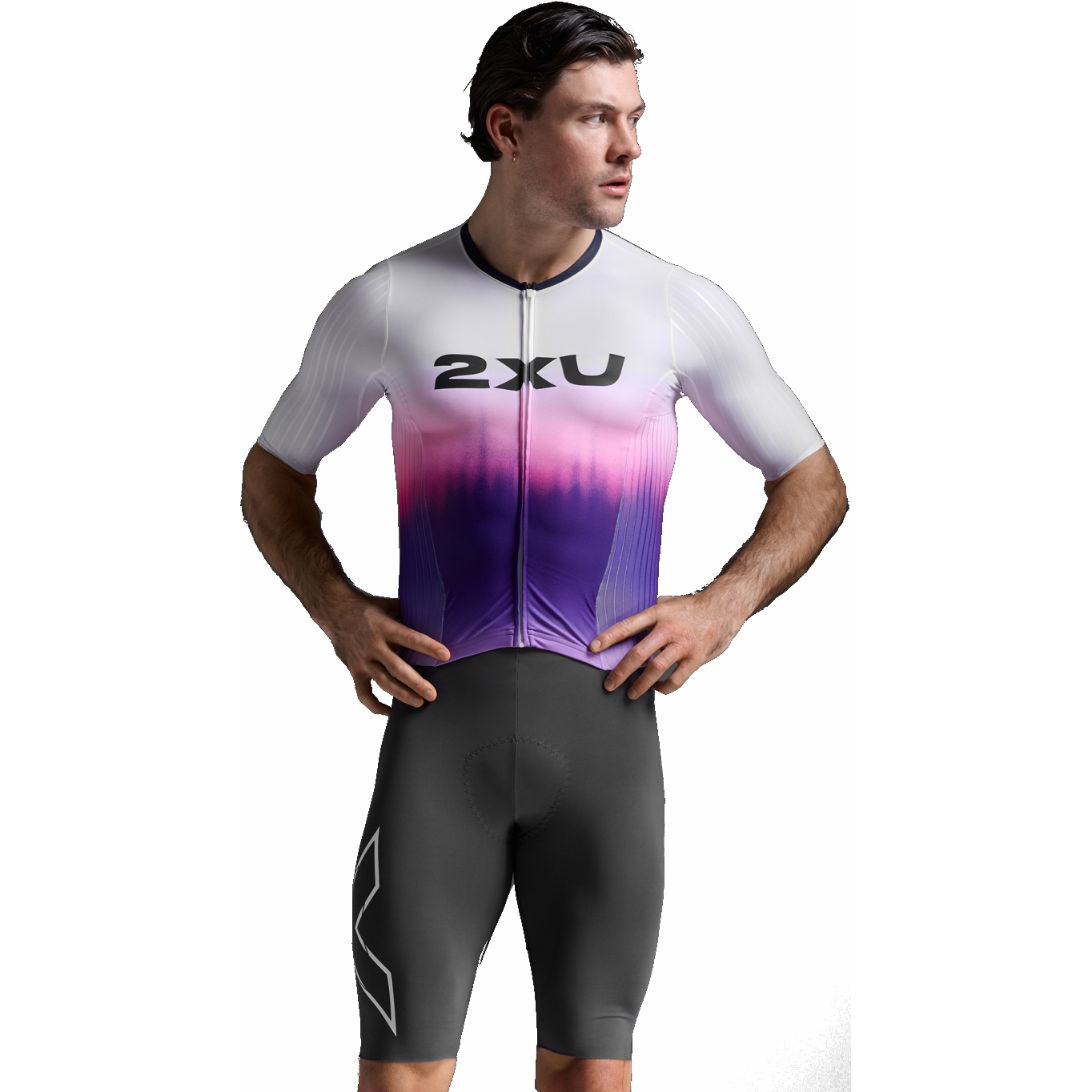 Productfoto van 2XU Light Speed React Sleeved Trisuit Heren - white/turbulence