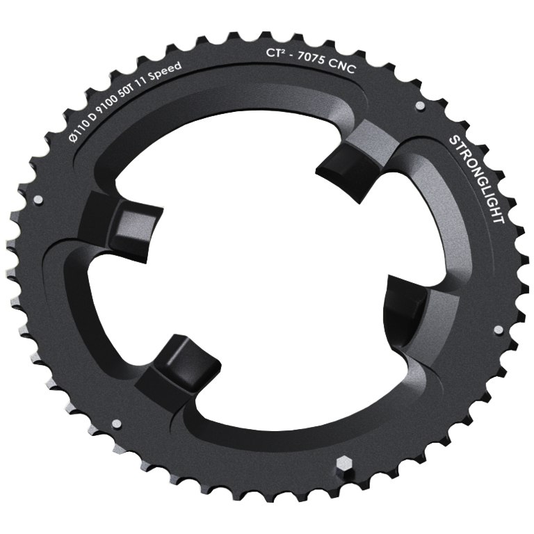 Picture of Stronglight Road Shifting CT2 E-Chainring - 4-Arm - 110mm - Shimano Dura Ace FC R9100 + Di2 - black