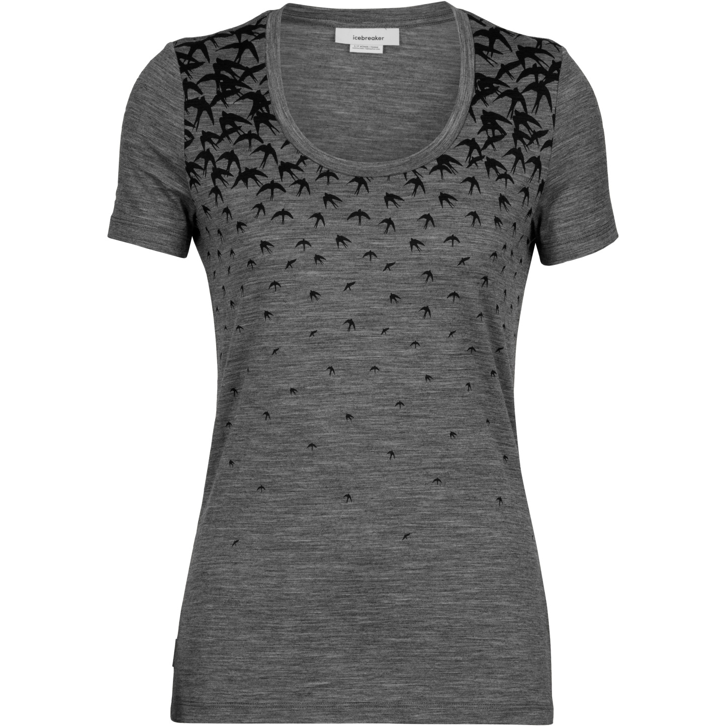 Picture of Icebreaker Women&#039;s Tech Lite II Scoop Migration Short Sleeve Tee - Gritstone Hthr
