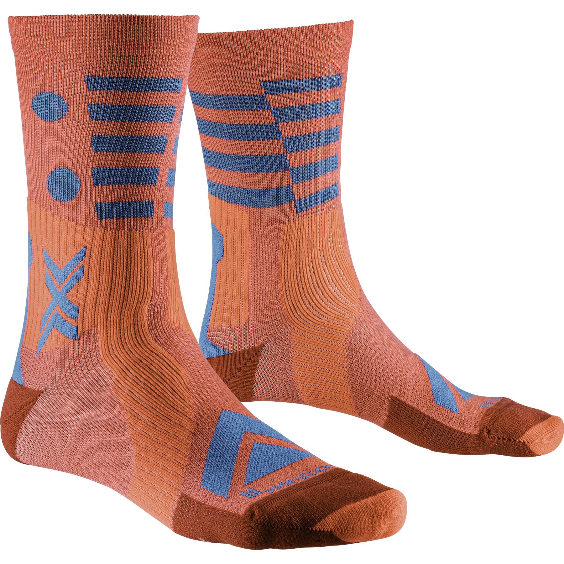 Image de X-Socks Chaussettes Vélo - Gravel Perform Merino Crew - sunset/twyce blue