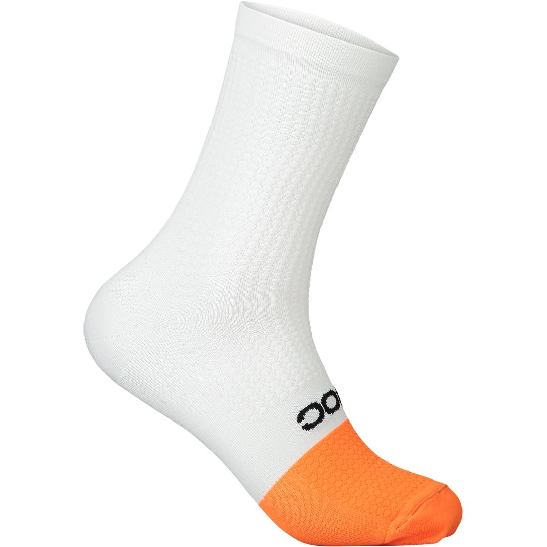 Produktbild von POC Flair Socken mittellang - 8042 hydrogen white/zink orange