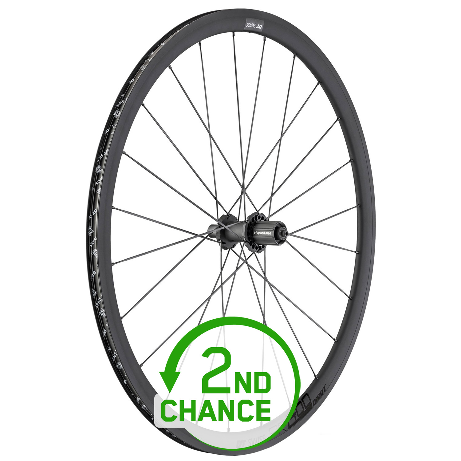 Photo produit de DT Swiss Roue Arrière - PR 1400 DICUT 32 OXiC | Clincher | 2 fois croisé - QR - noir - Second Choix