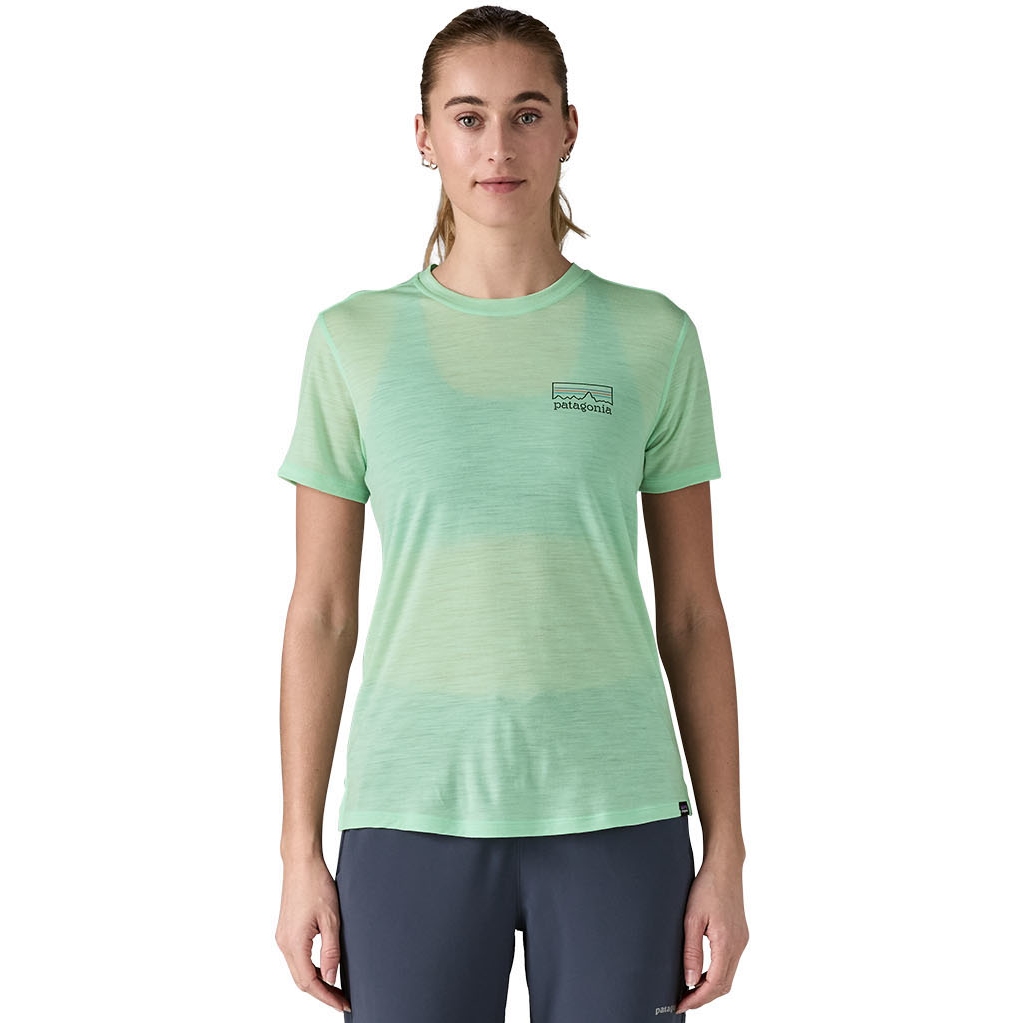 Produktbild von Patagonia Capilene Cool Merino Graphic T-Shirt Damen - Fitz Roy Strata: Rinsed Green