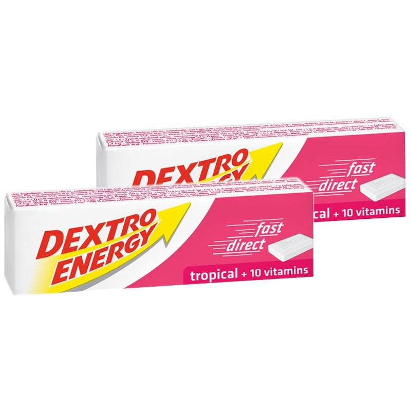 Produktbild von Dextro Energy Sticks Tropical + 10 Vitamine - Dextrose Täfelchen - 2x47g