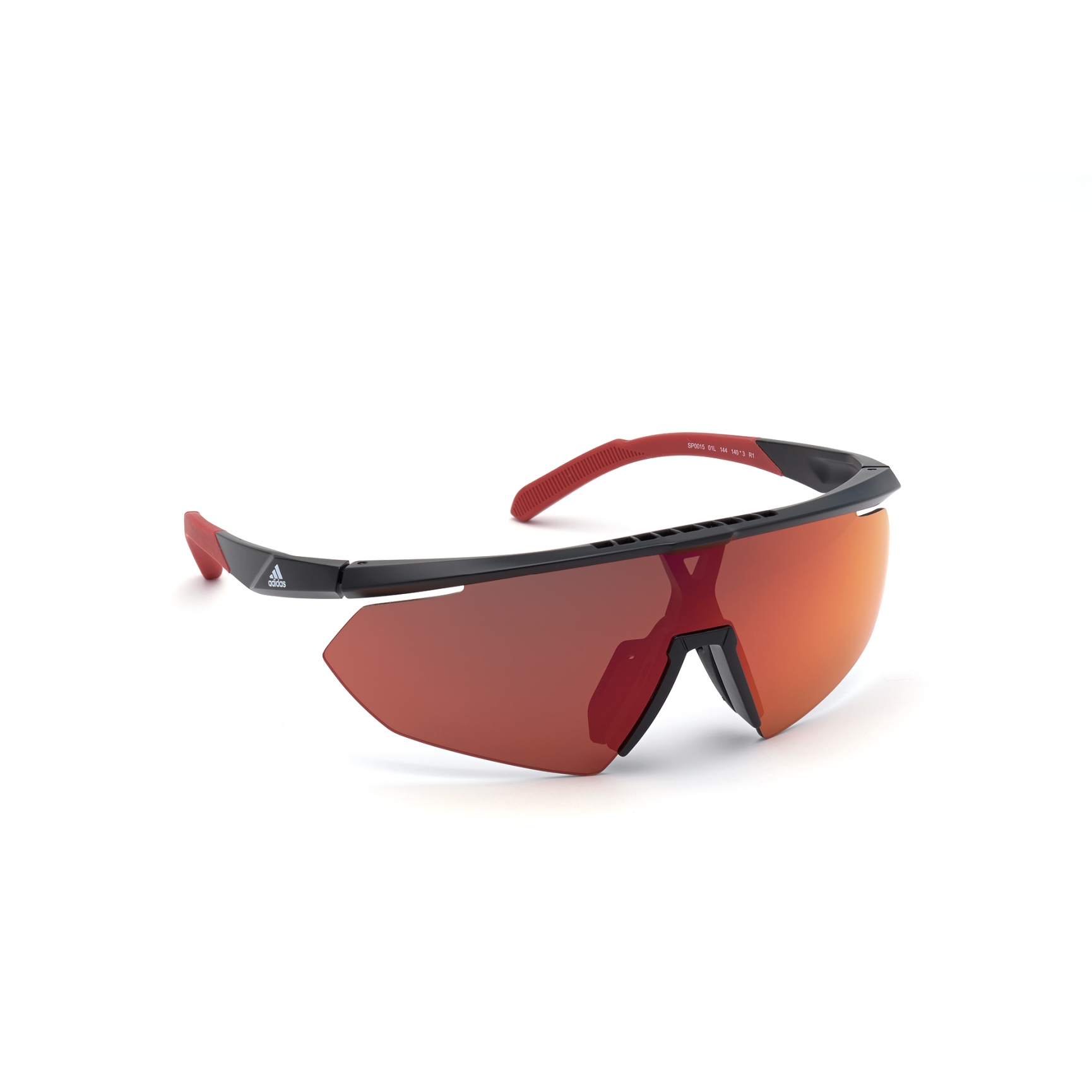 Picture of adidas Sp0015 Injected Sports Sunglasses - Shiny Black / Contrast Mirror Red + Orange