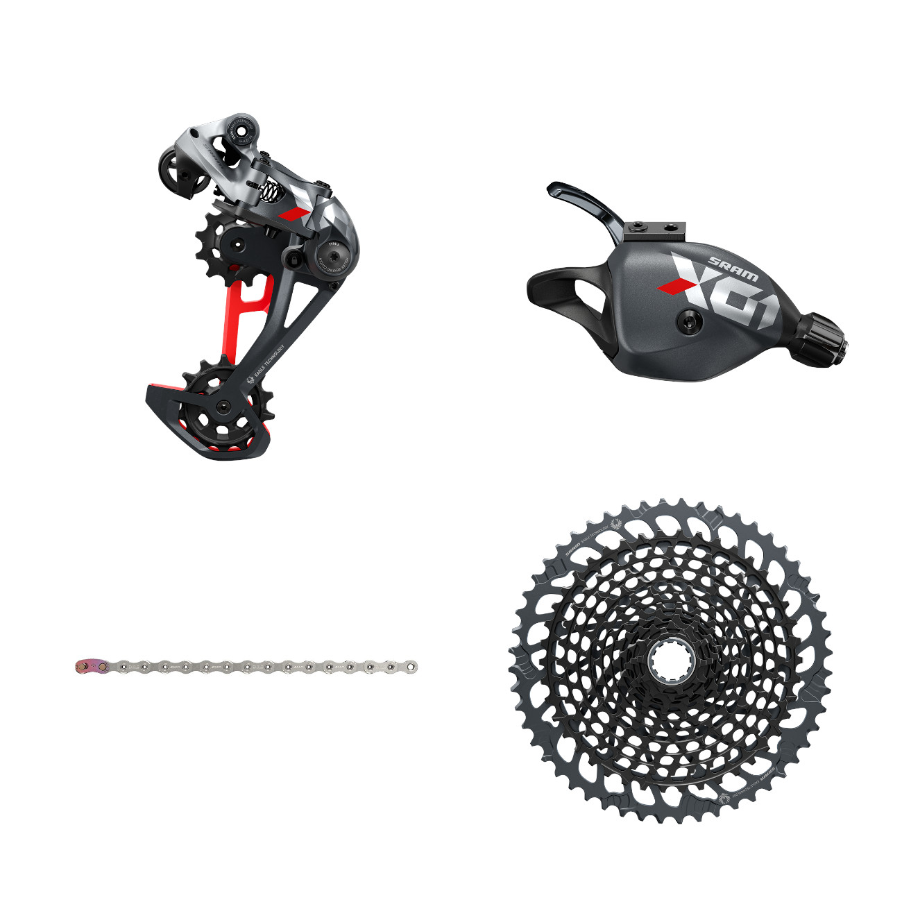 Picture of SRAM X01 Eagle 1x12-speed Upgrade Kit - Trigger Shifter - 10-52 t. Cassette - Black / Red