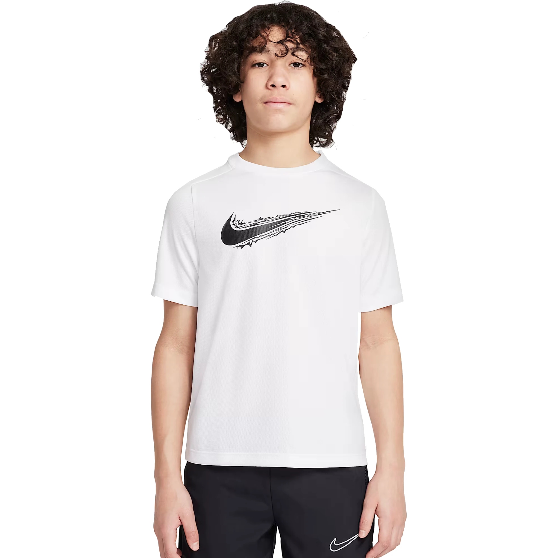 Детский топ Nike Dri-FIT Multi с коротким рукавом - белый/черный HF8100-100 % белый