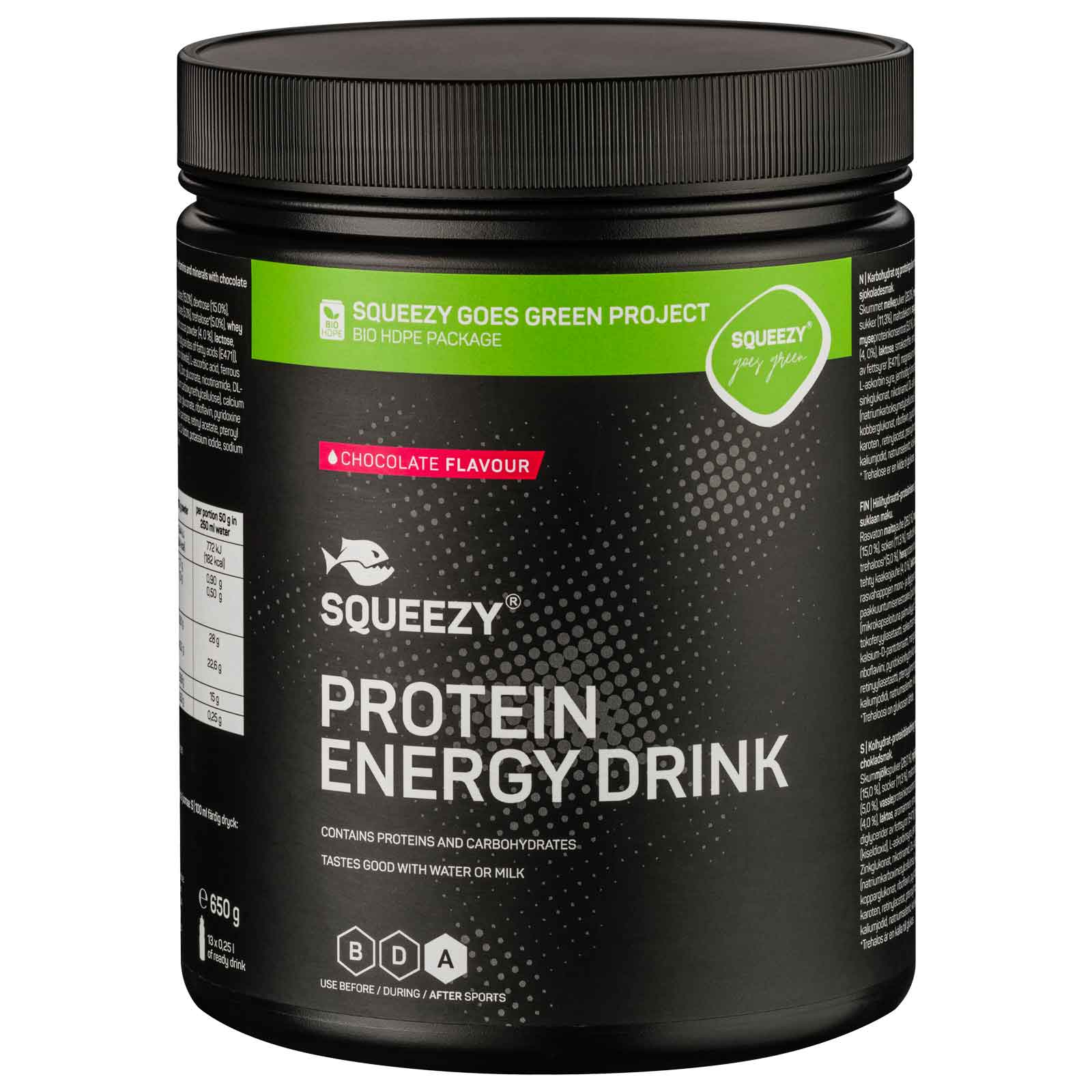 Productfoto van Squeezy Protein Energy Drink - Koolhydraat-Eiwit Drankpoeder - 650g