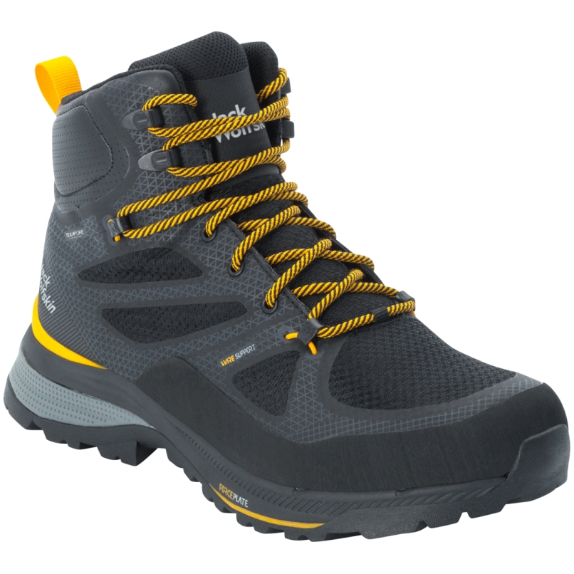 Picture of Jack Wolfskin Force Striker Texapore Mid Hiking Shoes Men - black / burly yellow XT