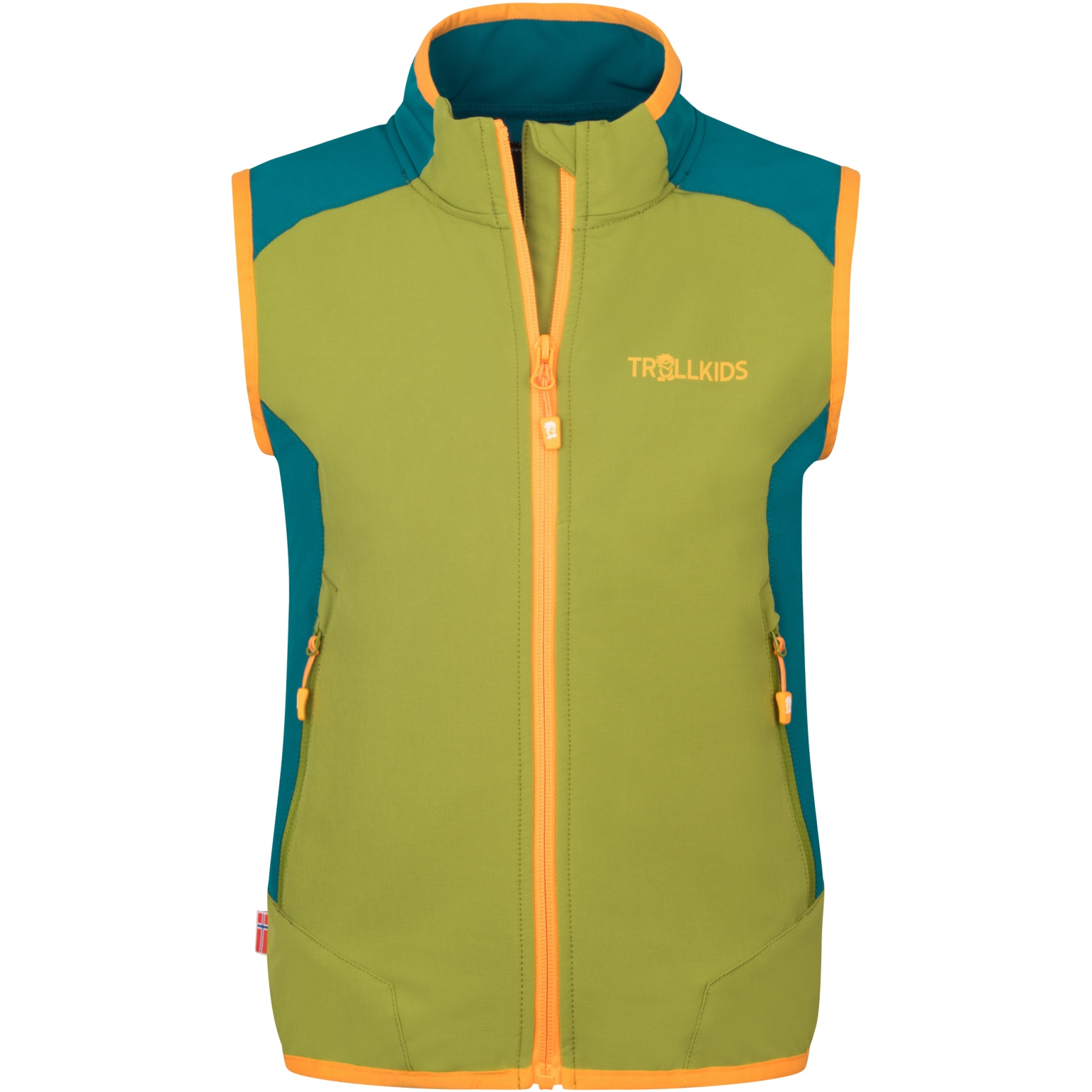 Zdjęcie: Trollkids Balestrand Vest Kids - Pear Green/Lagoon Green/Sahara Sunset