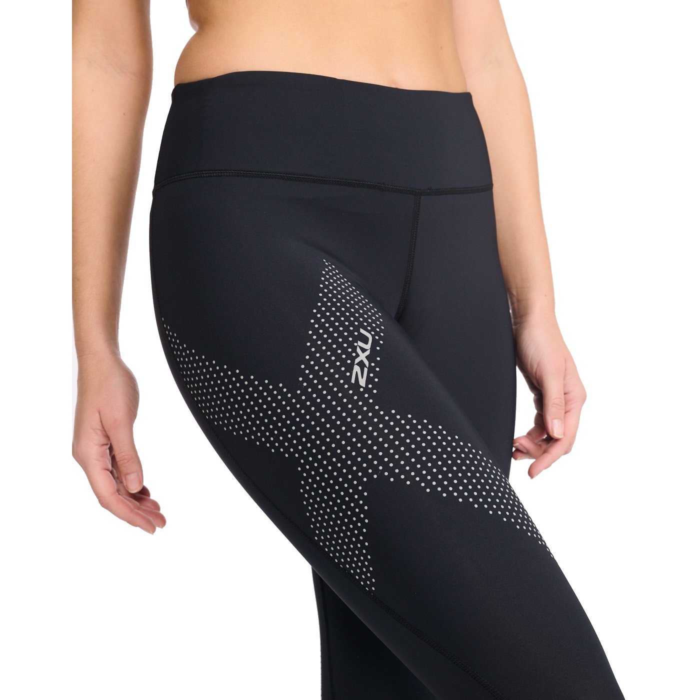 2XU Women's Mid-Rise 7/8 Compression Tights - black/dotted silver reflective
