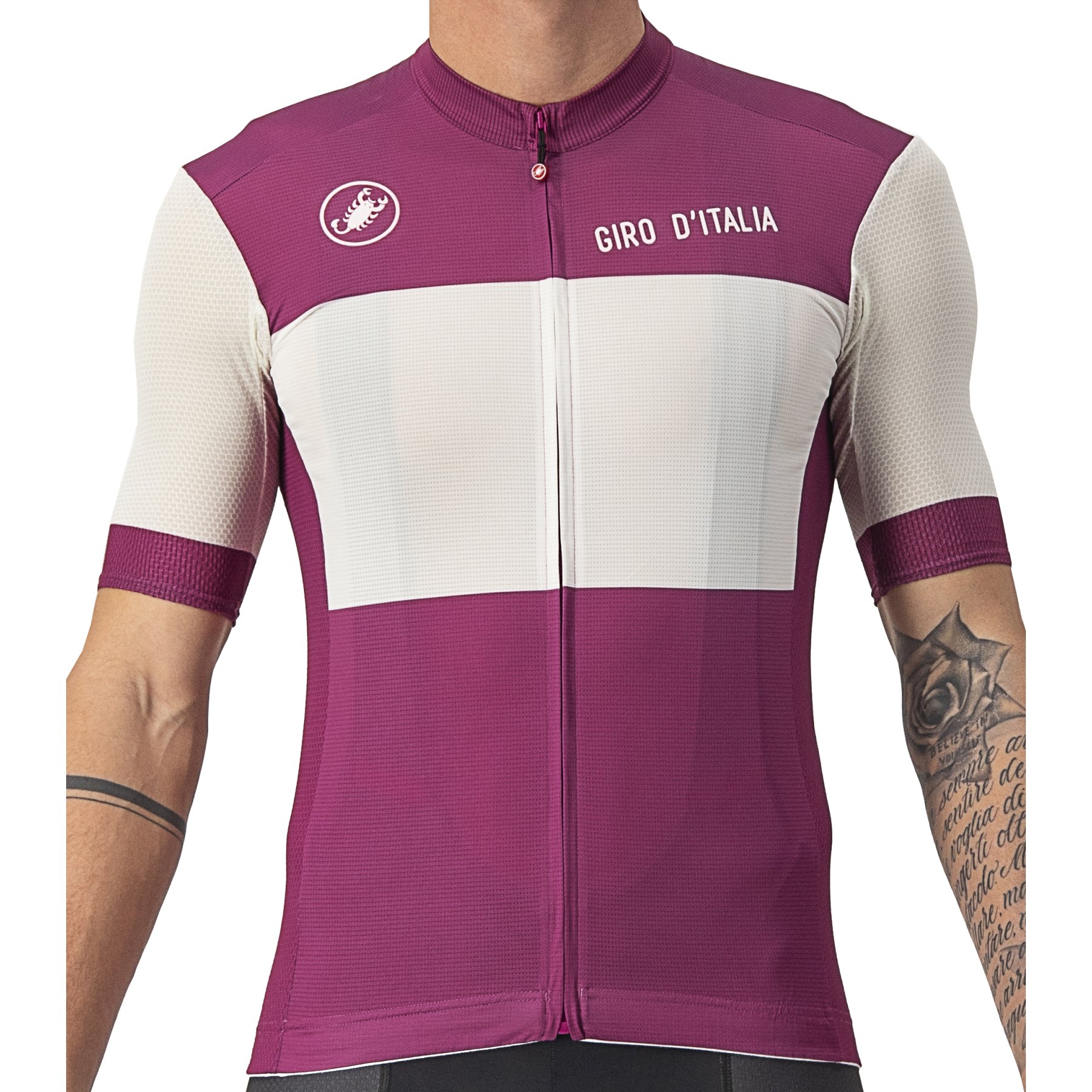 Castelli 9510574-025 - Maglia Ciclismo Uomo Fuori Giro - Rosa - Manica Lunga - Taglia XXL - Tessuto Riciclato