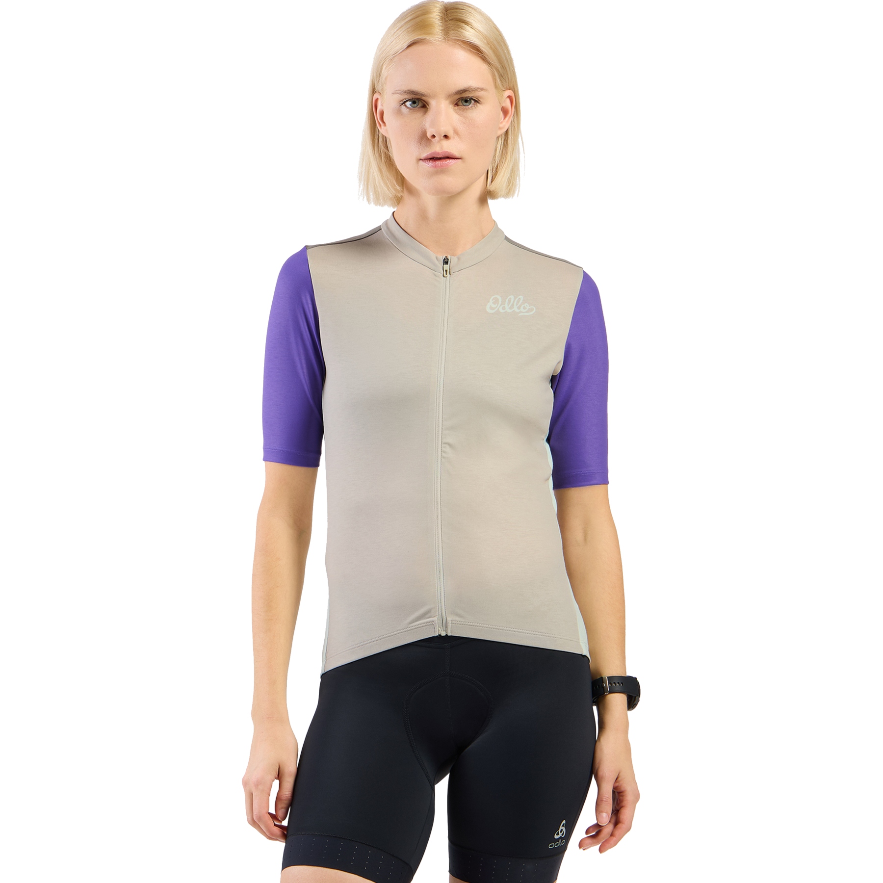 Immagine prodotto da Odlo Maglia da Ciclismo a Zip Intera Donna - Essentials con Stampa Vintage - agate gray