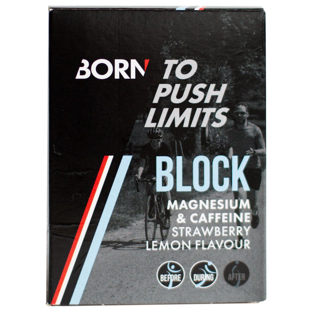 Produktbild von BORN Block Kohlenhydrate, Magnesium &amp; Koffein - Kautabletten - 16 Stück