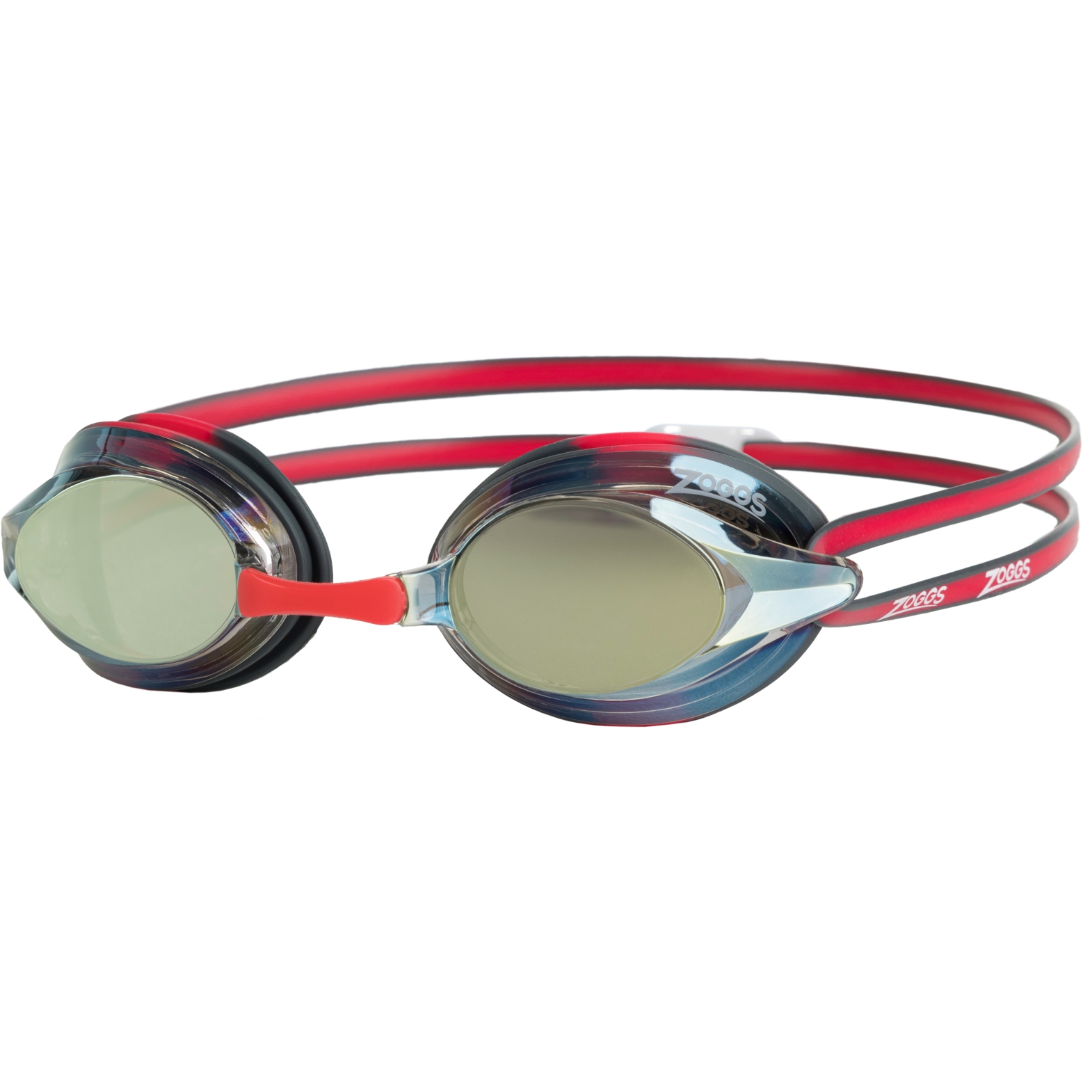 Photo produit de Zoggs Lunettes de Natation - Racer Titanium - Mirror Gold Lenses - Grey/Red