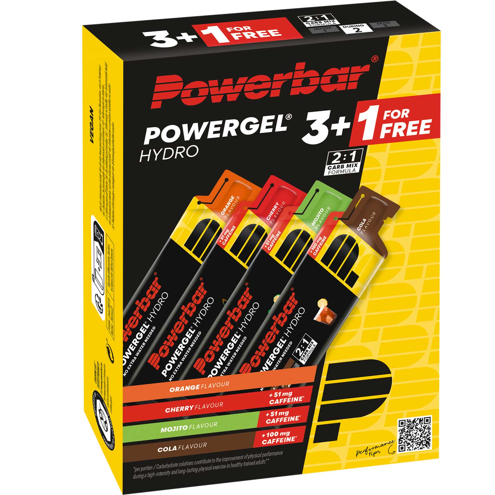 Photo produit de Powerbar Gel de Glucides - PowerGel Hydro Multiflavour Pack - 3 + 1 gratuit (chaque 67ml)