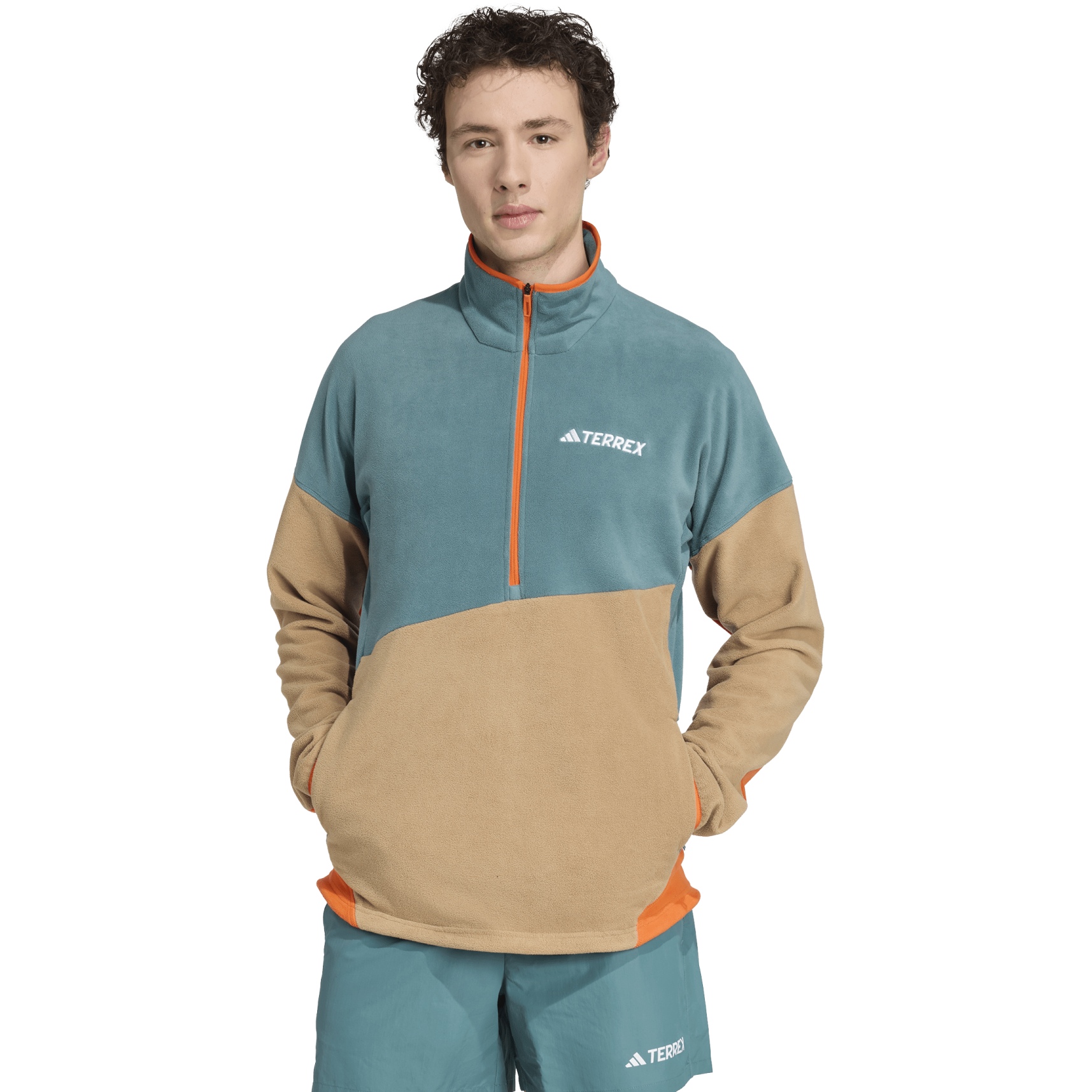 флисовый топ adidas TERREX Multi Climawarm для мужчин - бирюзовый / картонный / полупрозрачный оранжевый JM0132