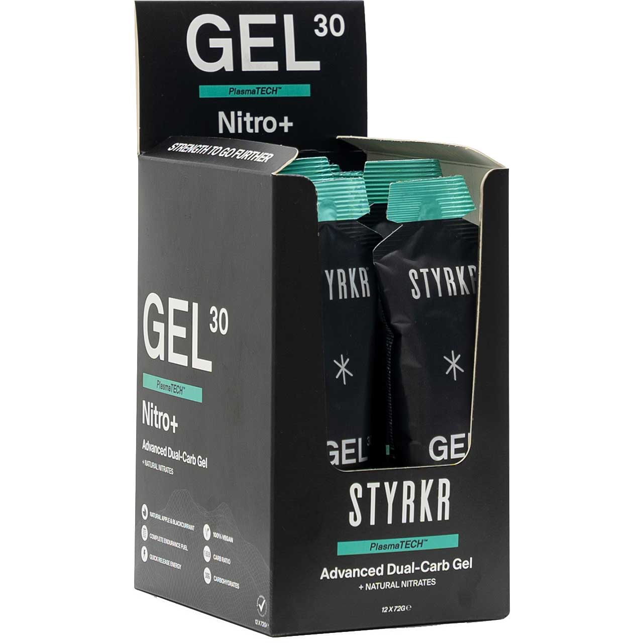 Produktbild von Styrkr GEL30 Nitro Dual-Carb Energy Gel - Kohlenhydrat-Gel - 12x72g