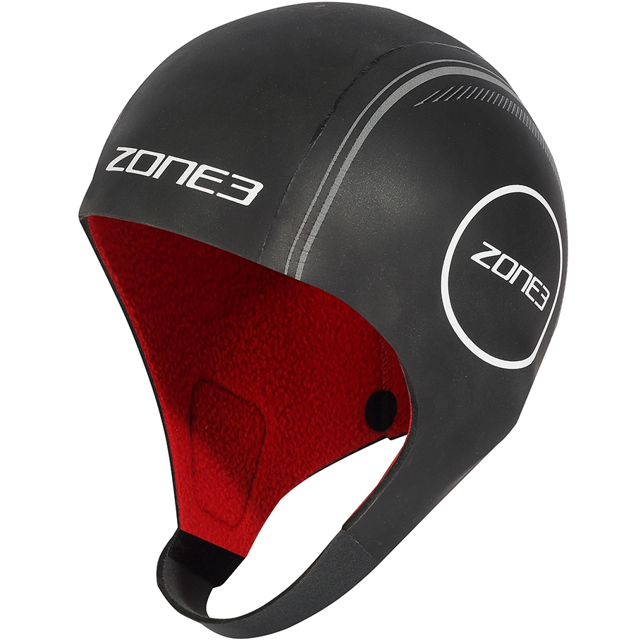 Produktbild von Zone3 Heat-Tech Neopren Schwimmkappe - schwarz/silber/rot