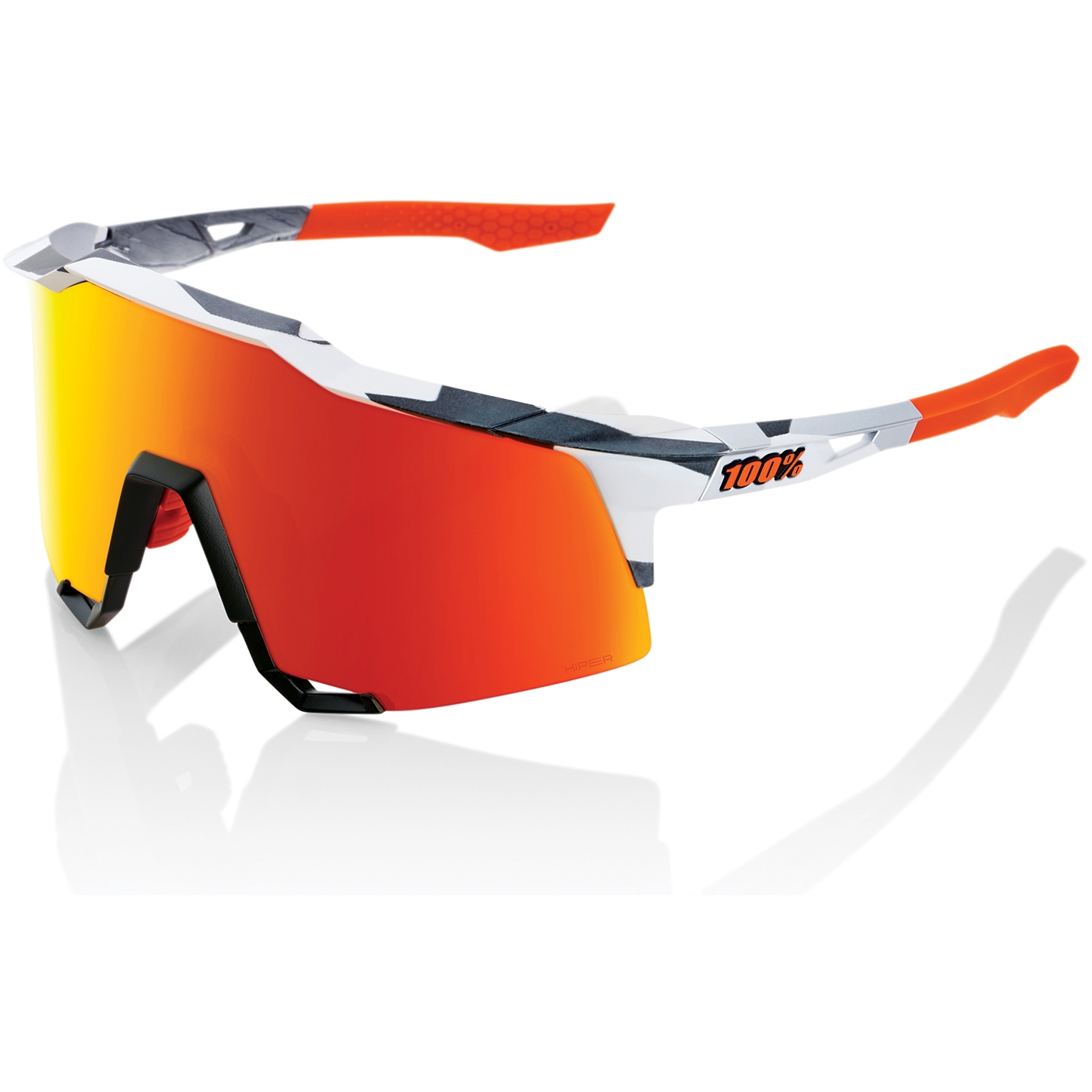 Image of 100% Speedcraft Glasses - HiPER Mirror Lens - Soft Tact Grey Camo / Red + Clear