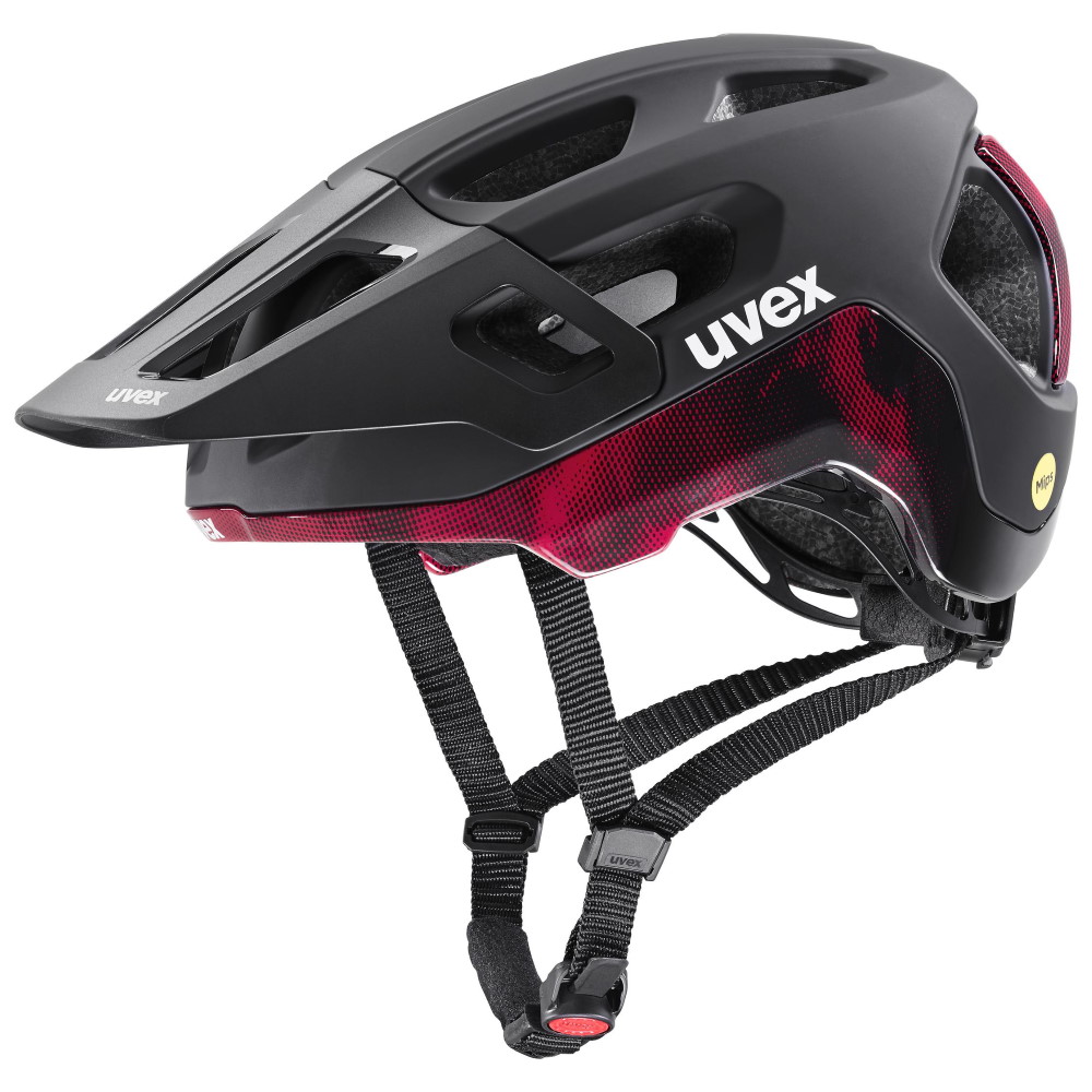Produktbild von Uvex react MIPS Helm - schwarz-rubinrot matt