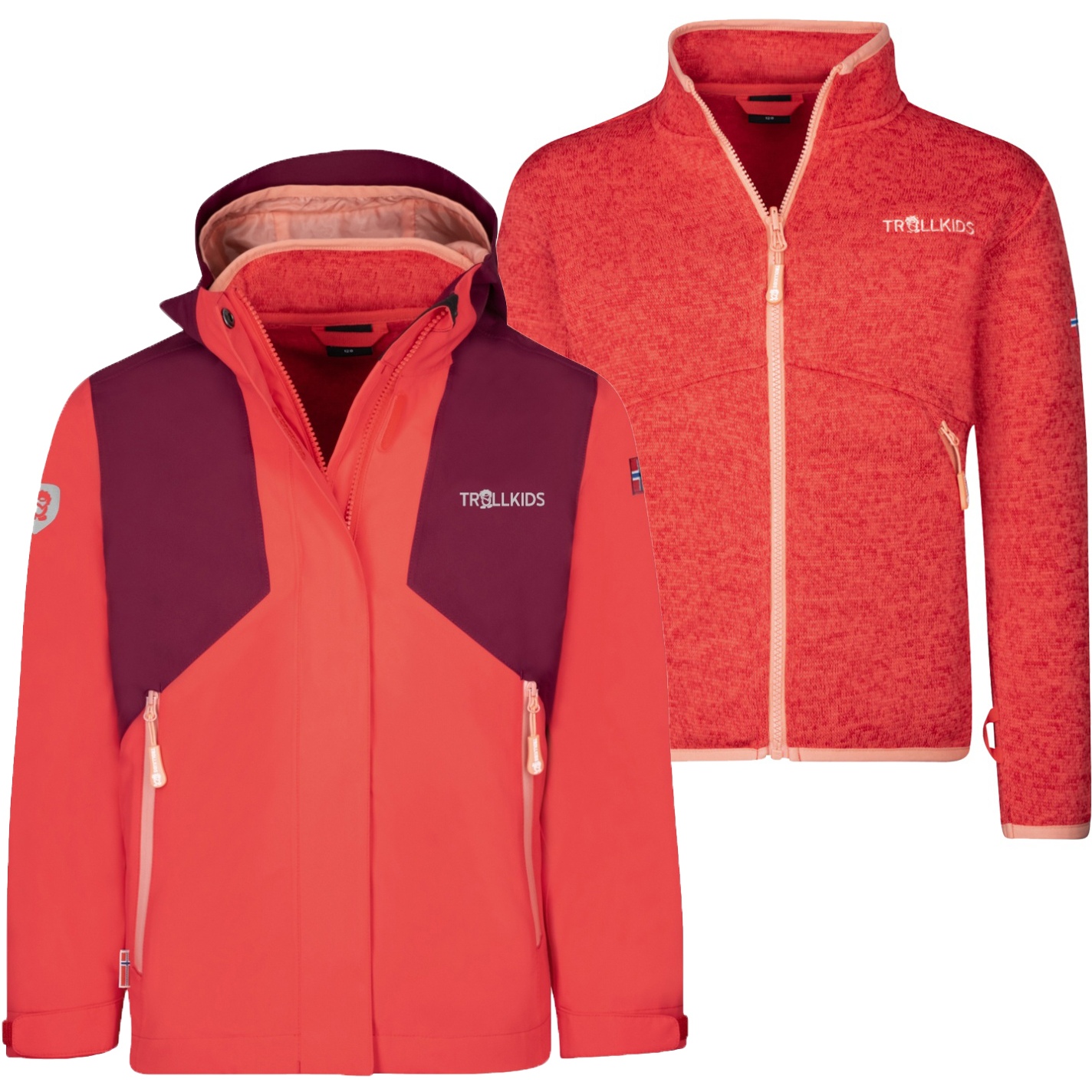 Produktbild von Trollkids Preikestolen 3-in-1 Jacke Mädchen - Redwood/Sweet Cherry/Dahlia