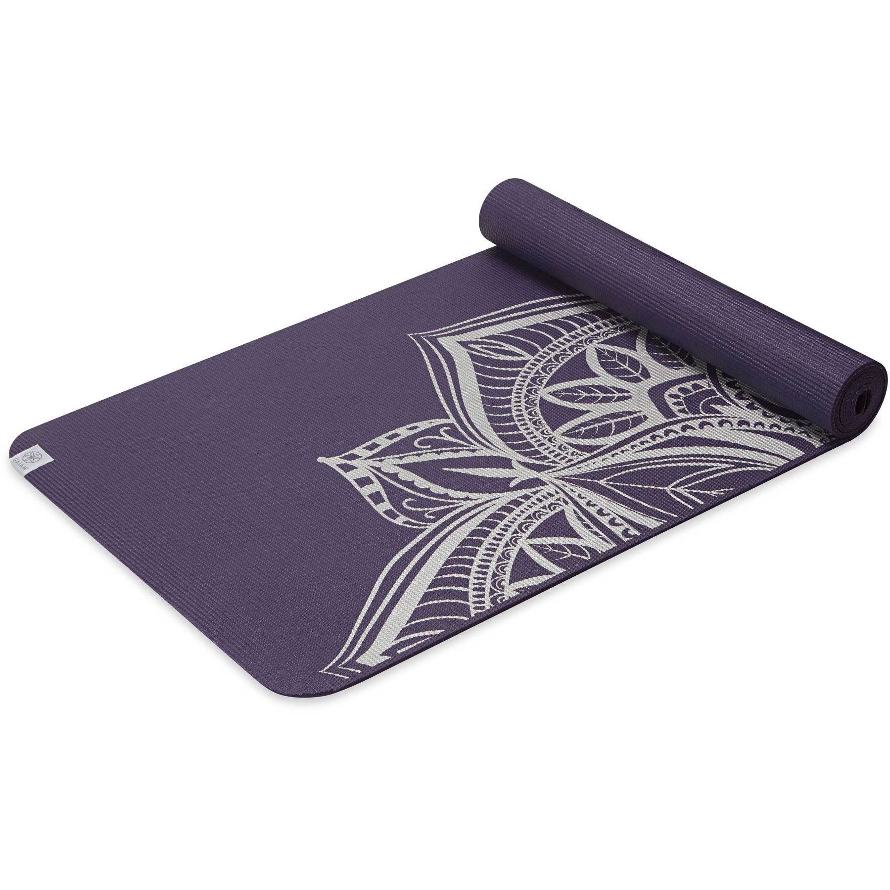 Productfoto van Gaiam Premium Metallic Yoga Mat (6mm) - Aubergine Medallion