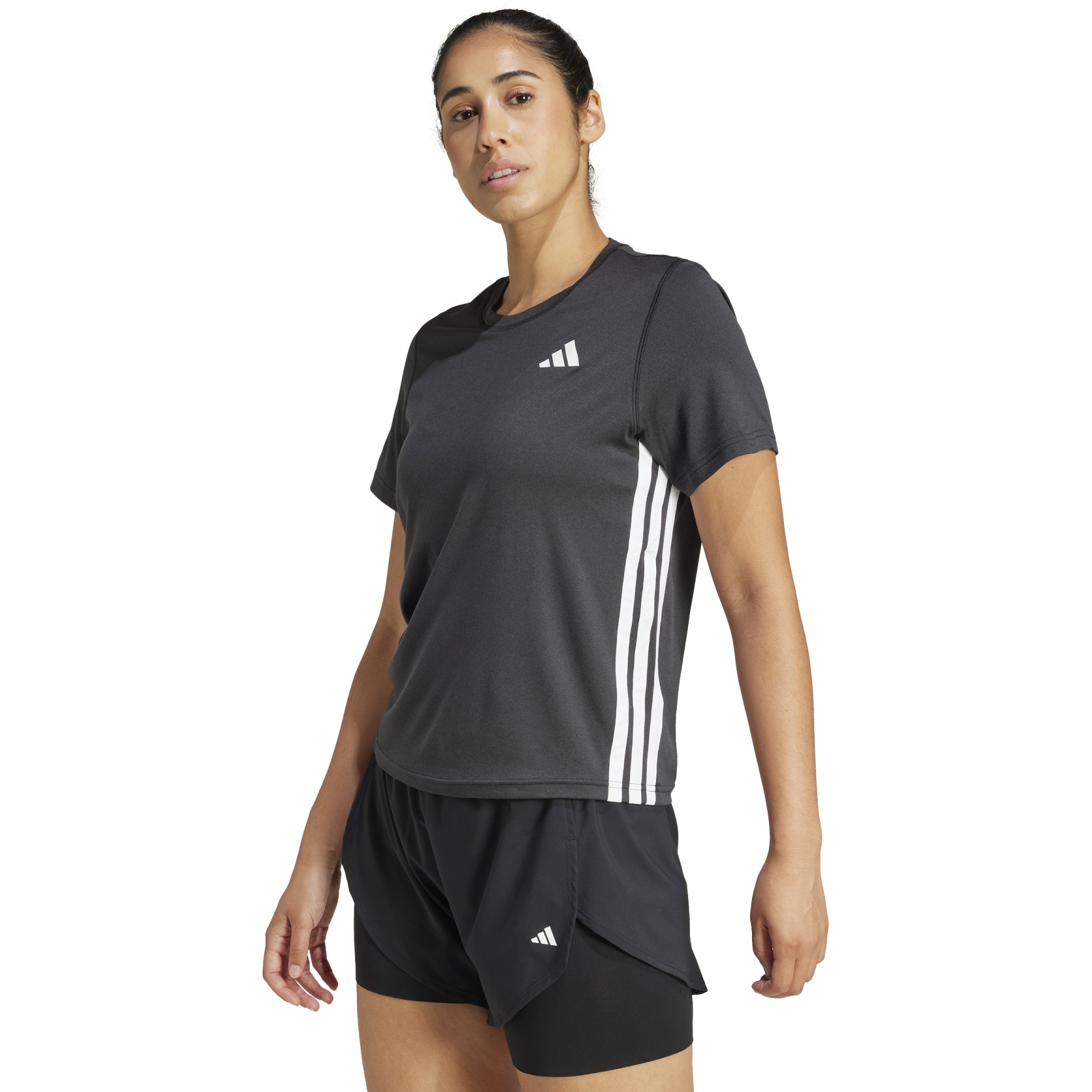 Produktbild von adidas 3-Stripes Crew Kurzarmshirt Damen - schwarz/weiß JH1392
