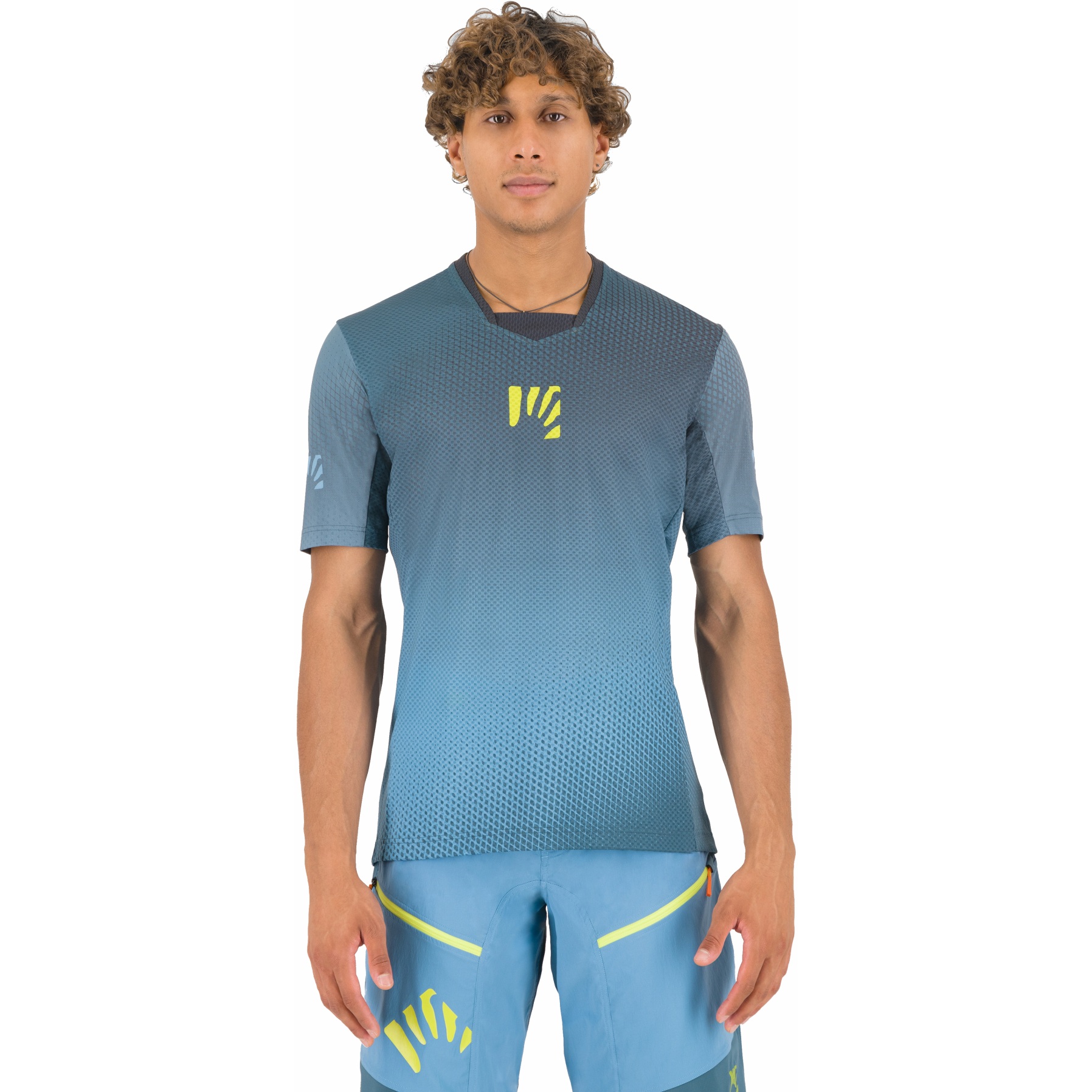 Picture of Karpos Val Di Dentro Short Sleeve Jersey Men - niagara/vulcan/primrose