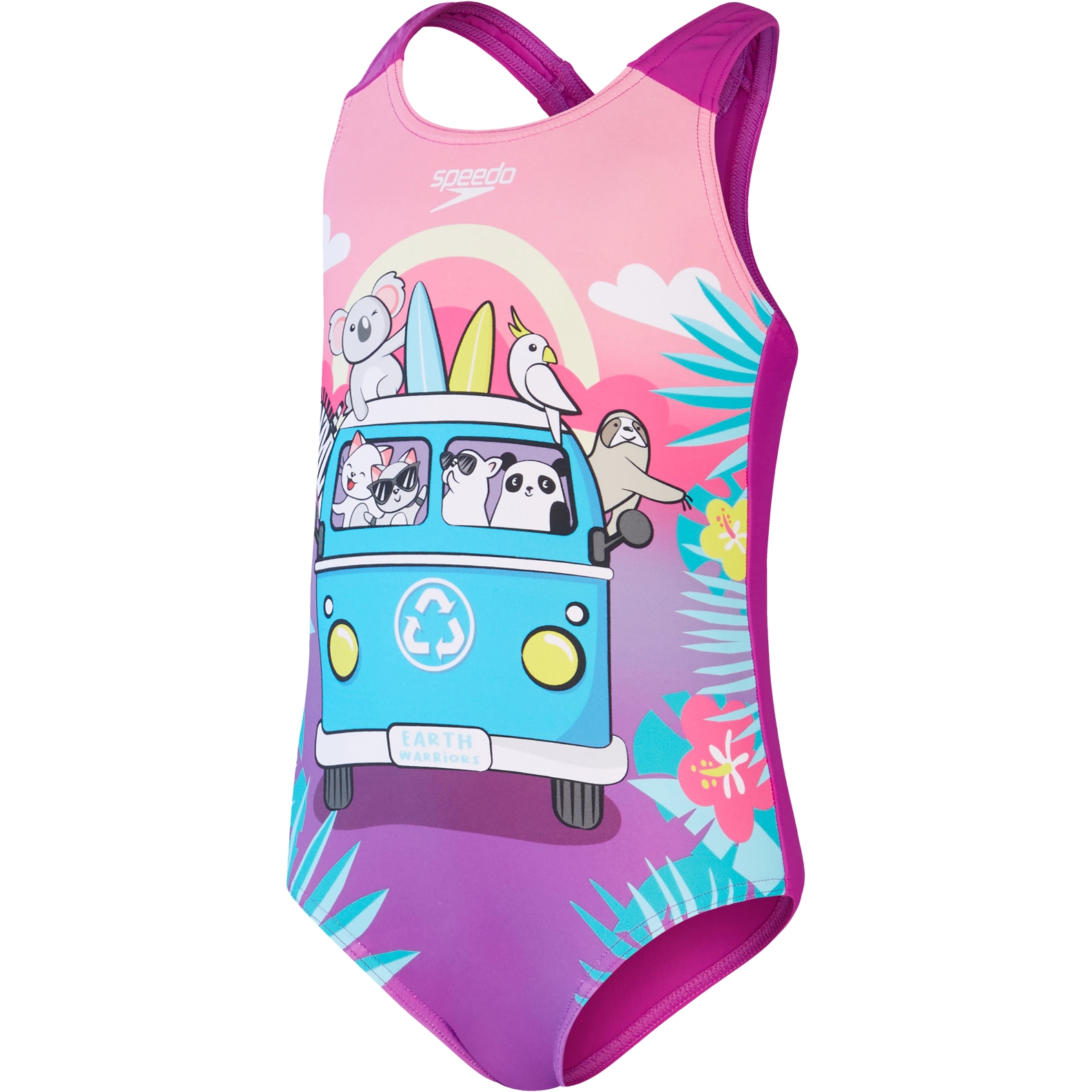 Купальник Speedo с цифровым принтом для девочек - Размер 74-80 - фиолетовый/синий