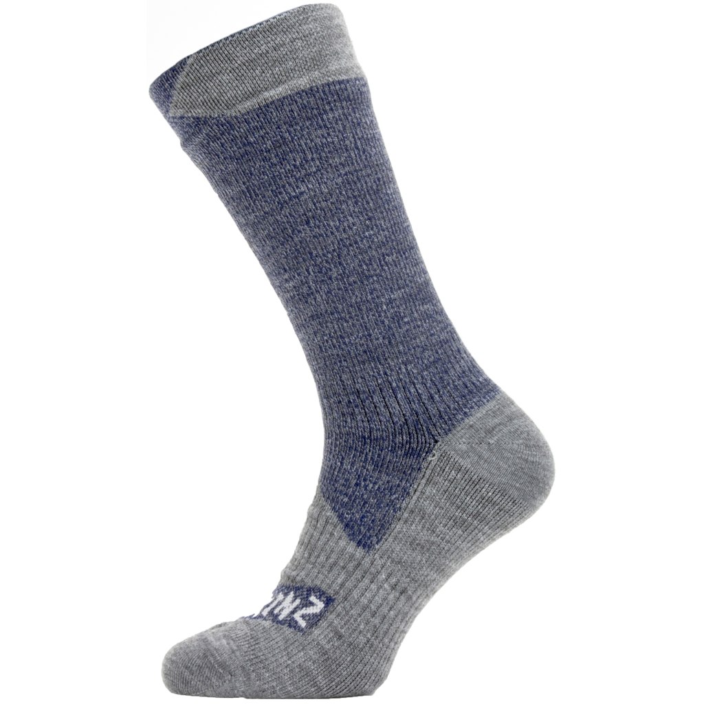 Picture of SealSkinz Waterproof All Weather Mid Length Socks - Navy Blue/Grey Marl