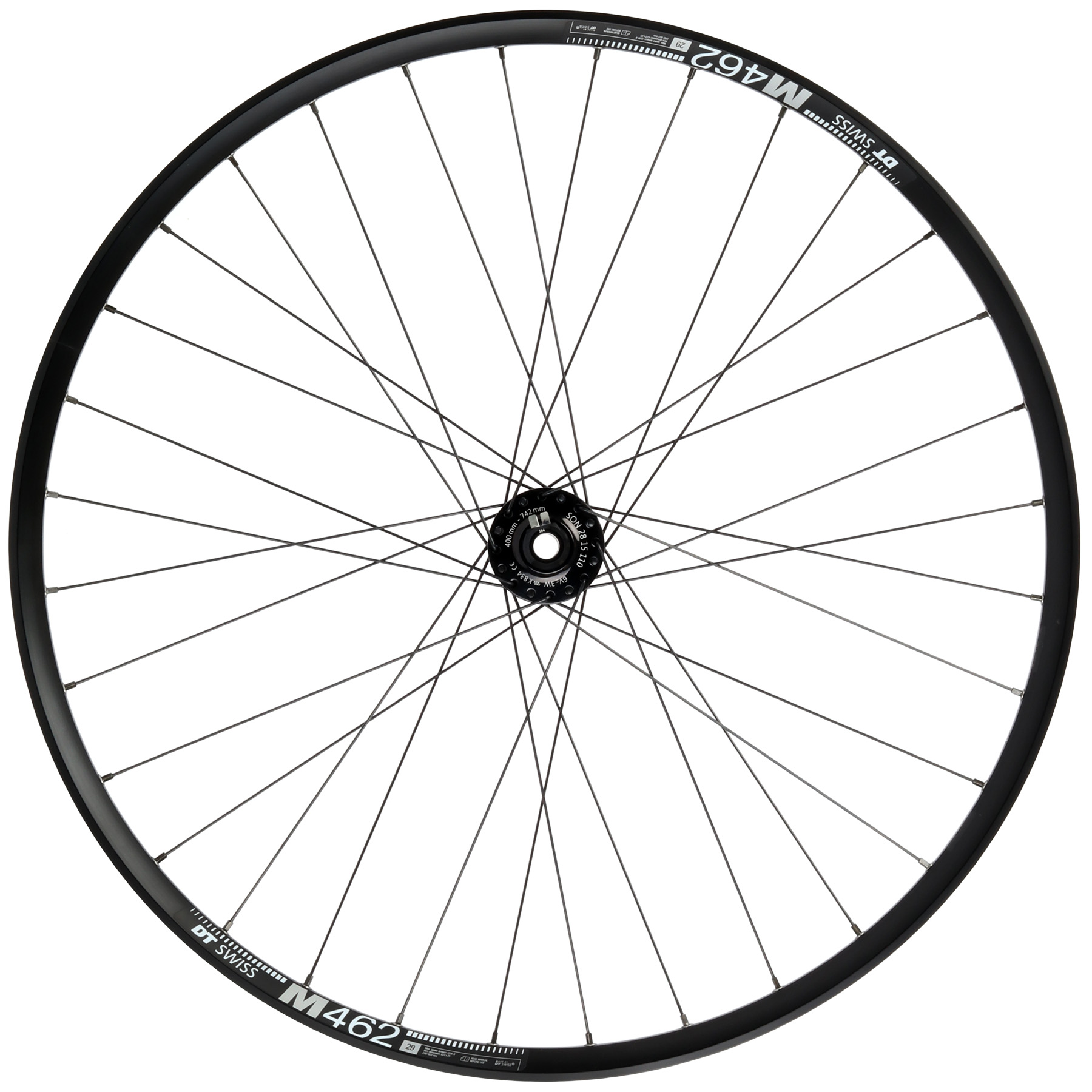 Picture of SON 28 | DT Swiss M 462 db Front Wheel with Hub Dynamo - 29&quot; / 700C  | Clincher | 6-Bolt | 15x110mm - black
