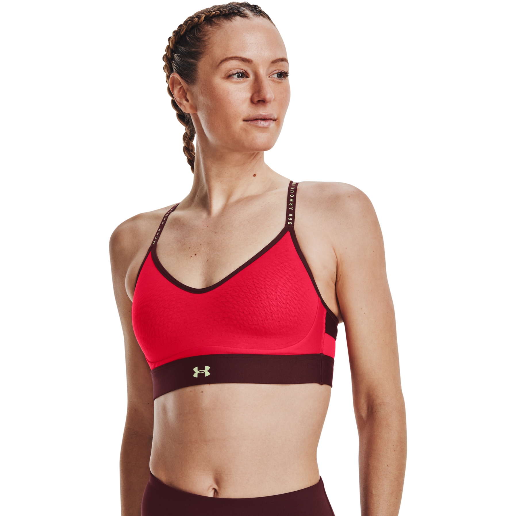 Picture of Under Armour UA Infinity Low Sports Bra Women - Radio Red/Chestnut Red/Phosphor Green