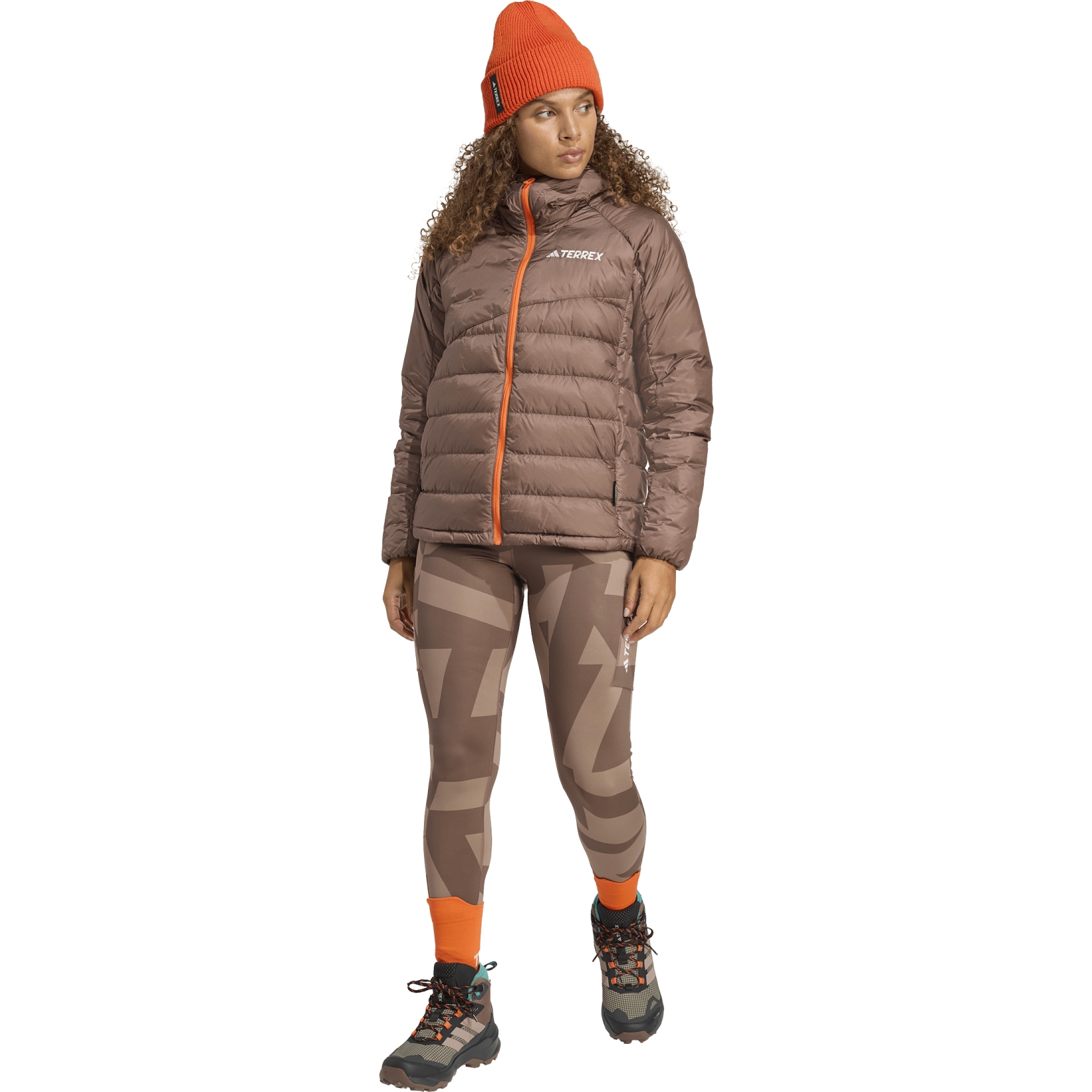 adidas TERREX Xperior CLIMAWARM+ Down Hooded Jacket Women - earth