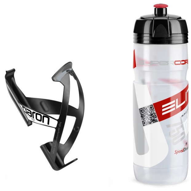 Produktbild von Elite Kit Super Corsa / Paron 21 - Trinkflasche 750ml + Flaschenhalter - clear black white