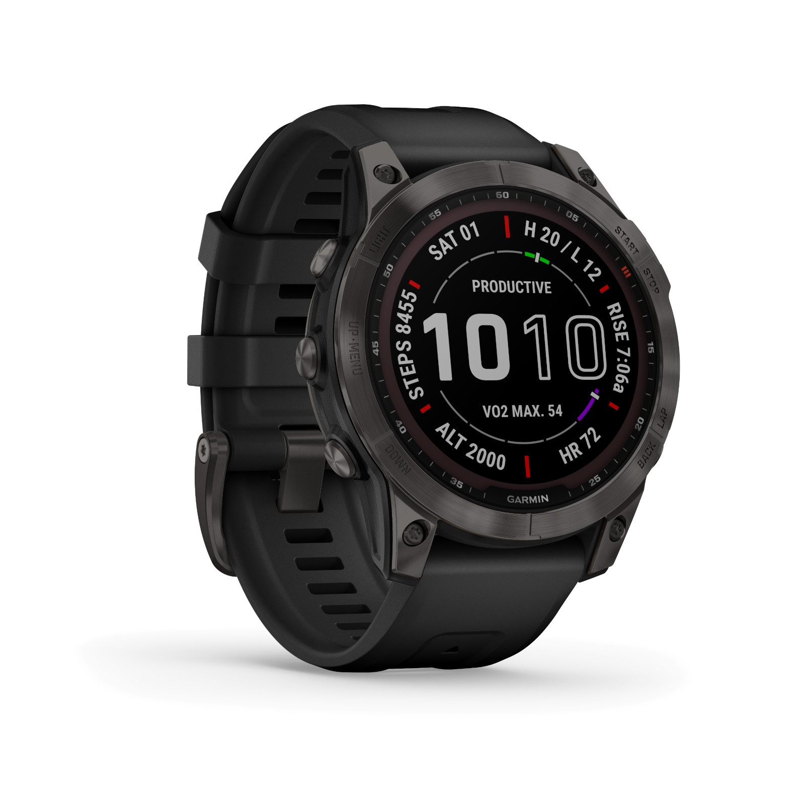 Produktbild von Garmin fenix 7 Sapphire Solar GPS Smartwatch - schiefergrau/schwarz - DLC-Titan