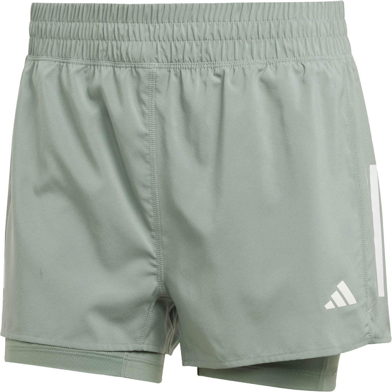 Produktbild von adidas Own the Run 2-in-1 Shorts Damen - silver green JM7643