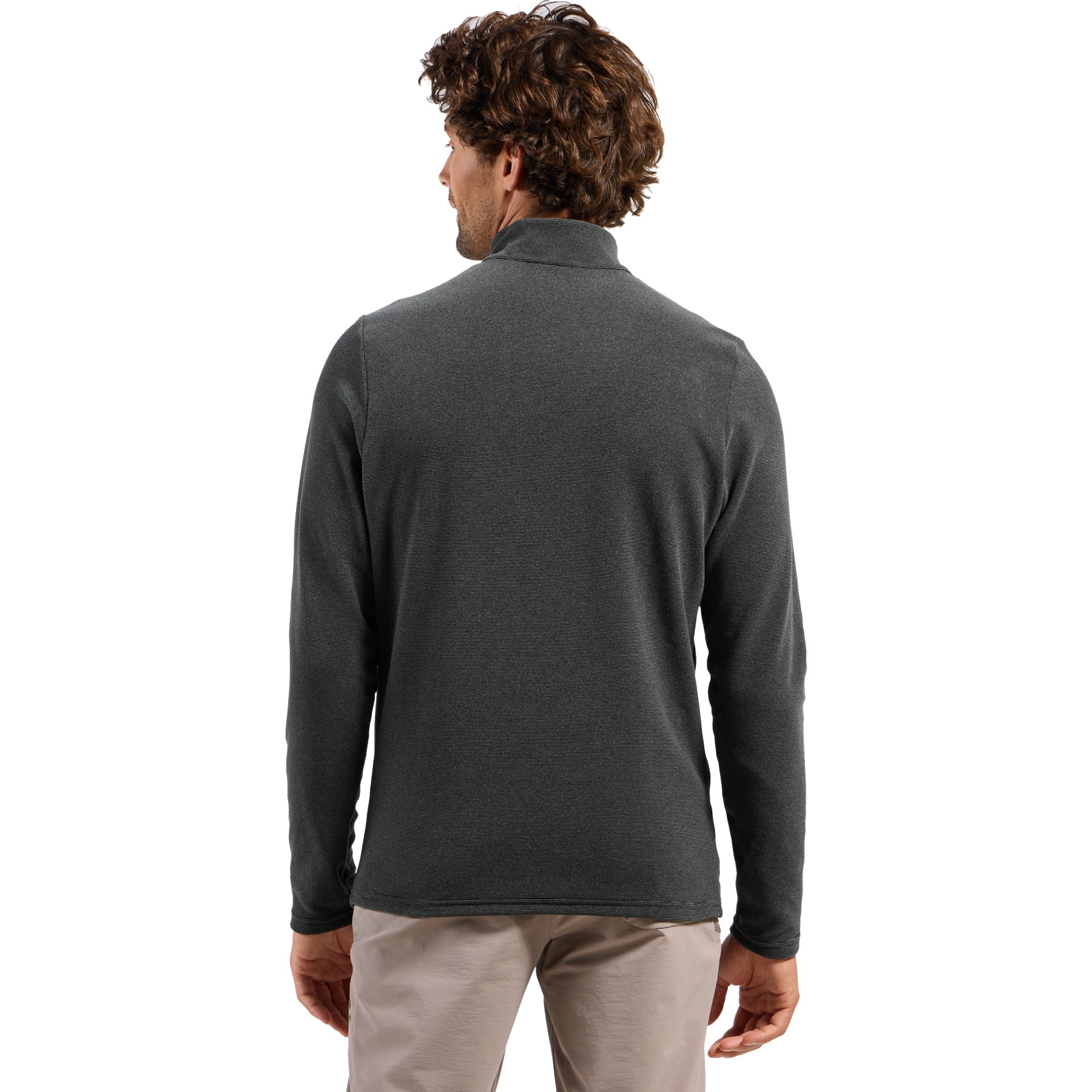 超安い Roy Odlo 1/2 black - grey shale - Men Pulover Layer Mid Zip シューズ(男性用)