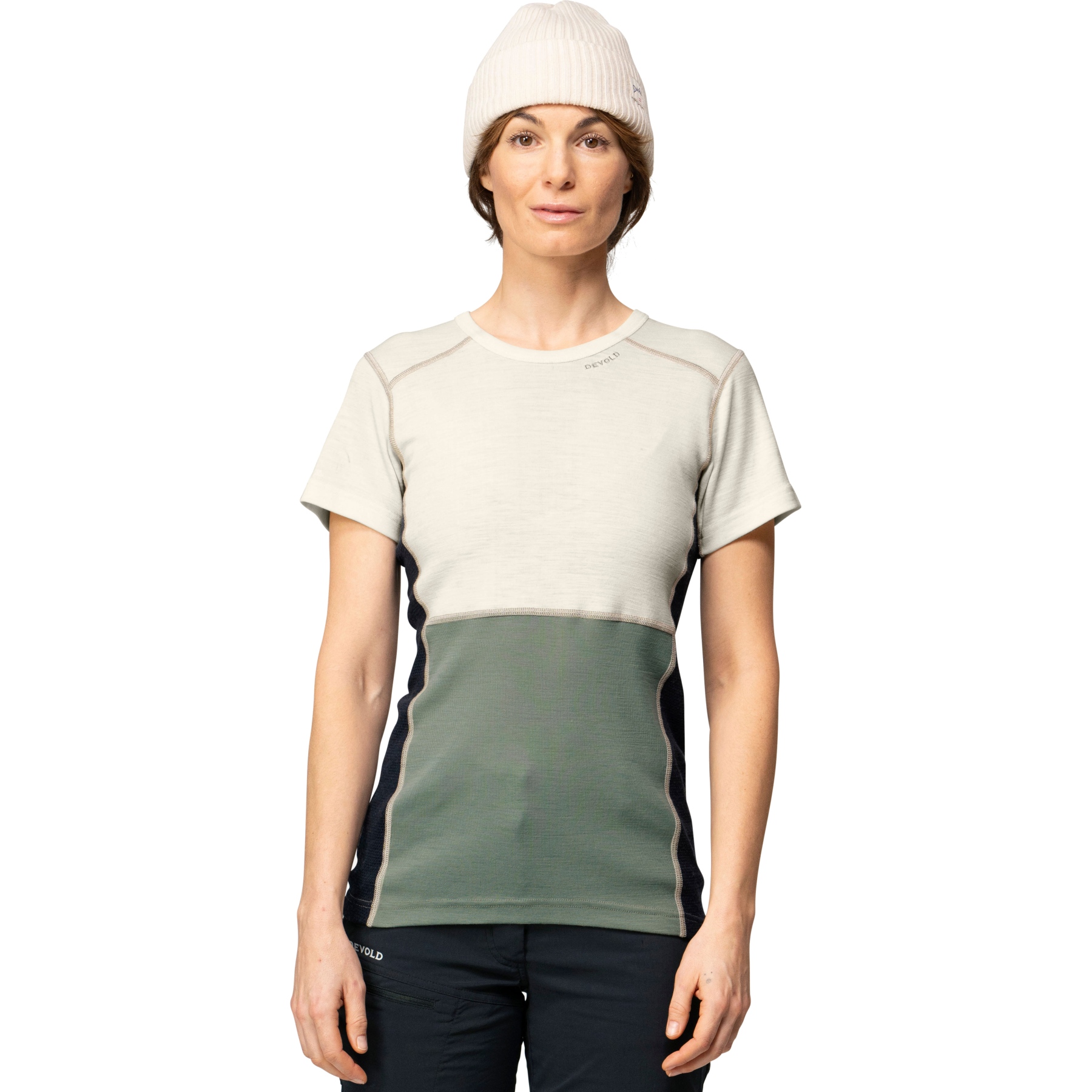 Produktbild von Devold Lauparen Merino 190 T-Shirt Damen - 010B Raw White/Fog/Ink