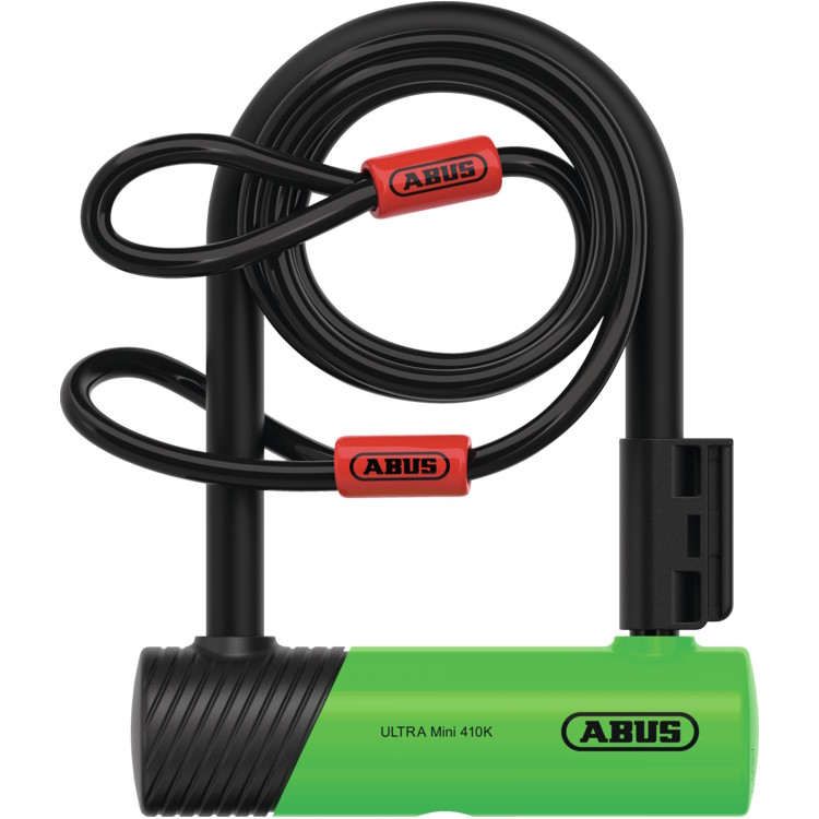 Produktbild von ABUS Ultra Mini 410K/150HB140 Bügelschloss 140x106 mm + Halterung SH34 + Schlaufenkabel 10/120 - grün