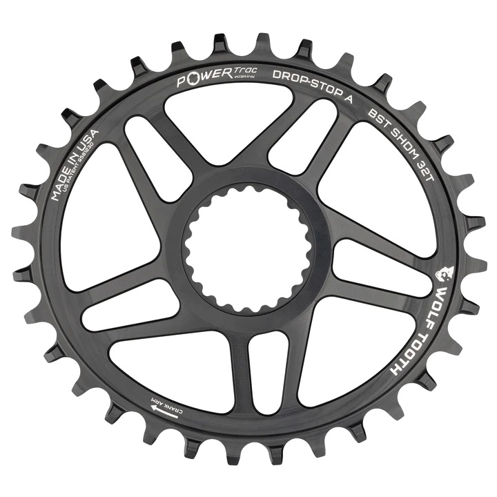 Picture of Wolf Tooth Ellliptical Drop Stop Narrow-Wide Chainring - Direct Mount - Shimano - black