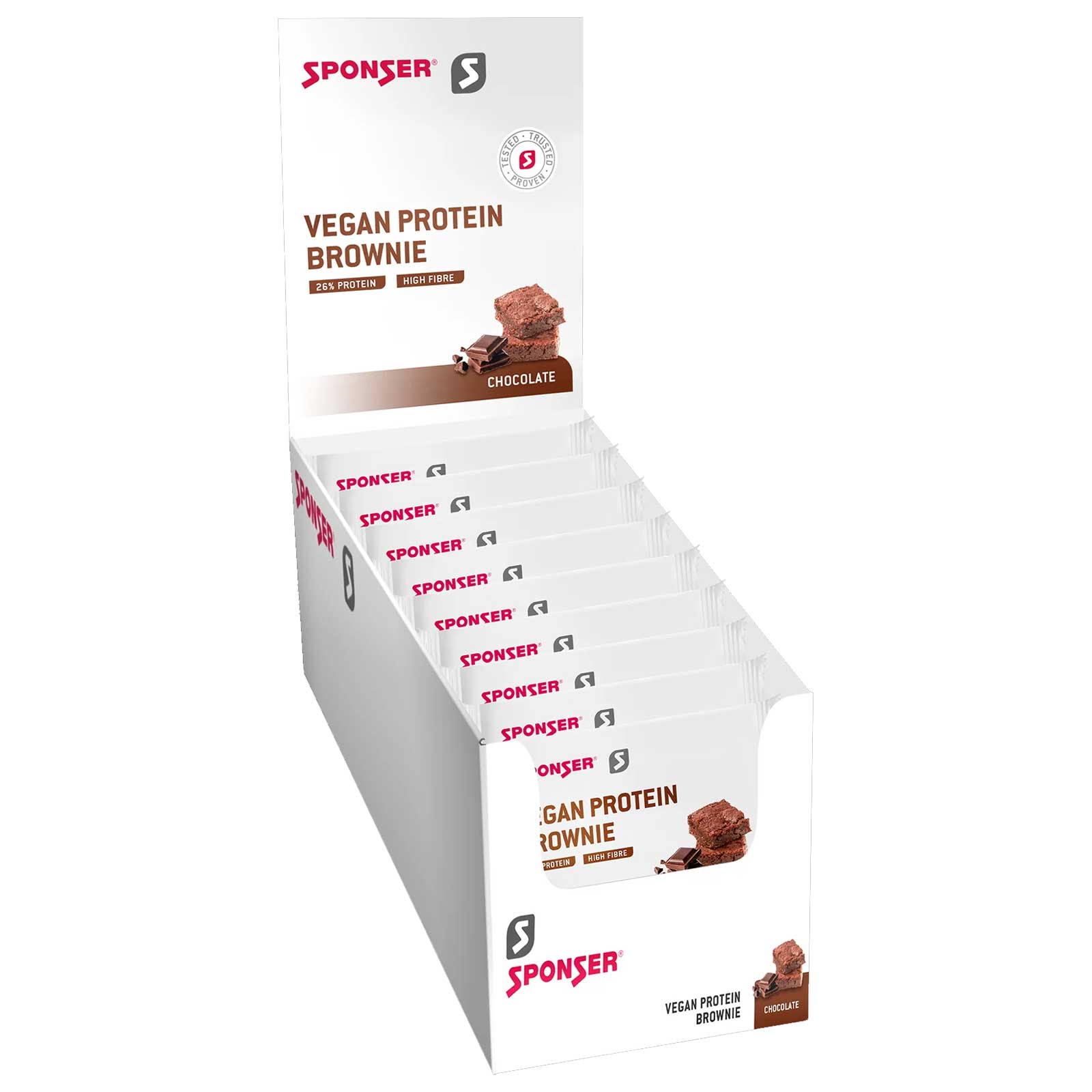 Photo produit de SPONSER Snack Protéiné - Vegan Protein Brownie - 12x50g