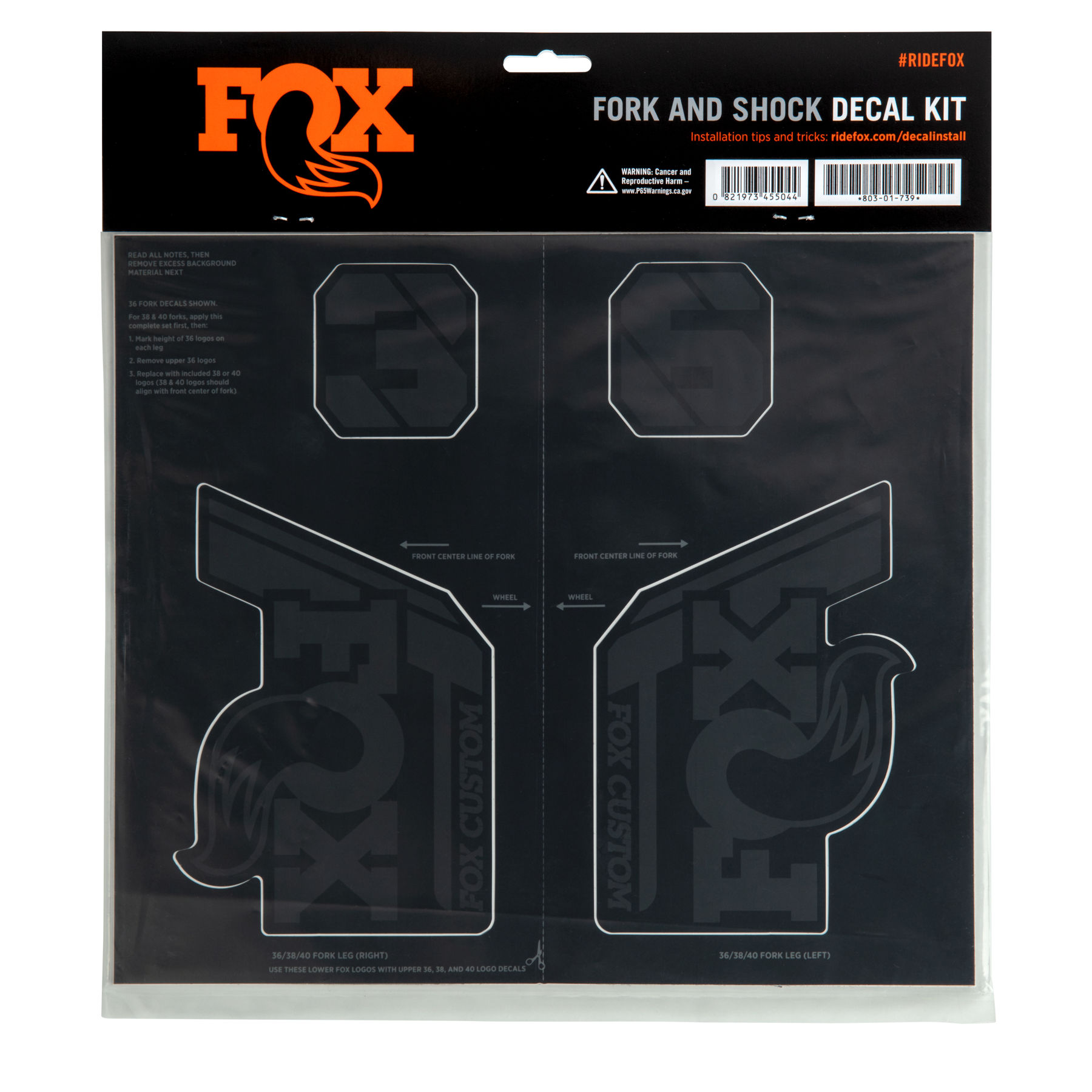 Productfoto van FOX CUSTOM Decal Kit for Fork &amp; Rear Shock - Stealth Black