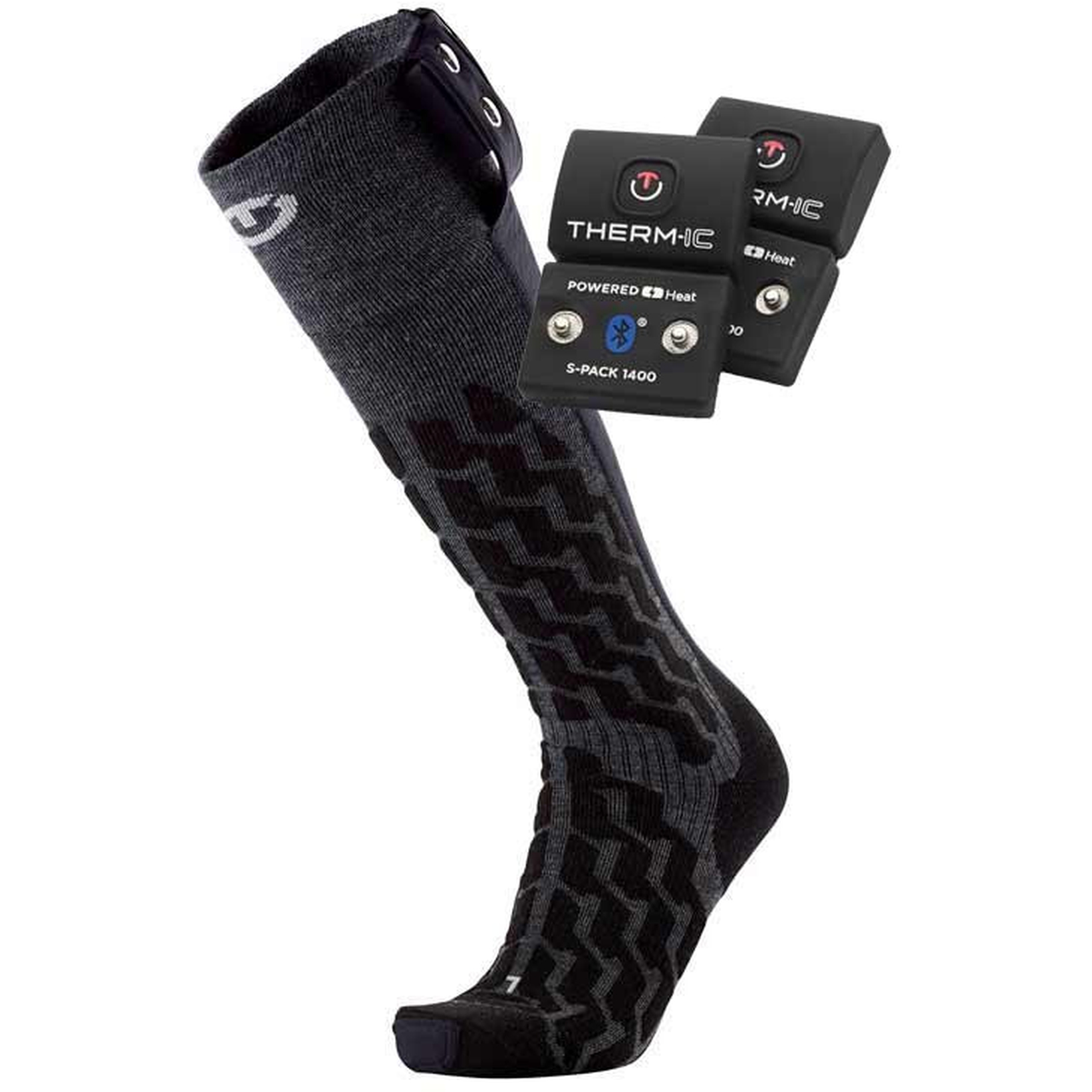 Productfoto van therm-ic Powersock Set - Heat Fusion Uni Headable Socks + Battery S-Pack 1400 BT ND - black