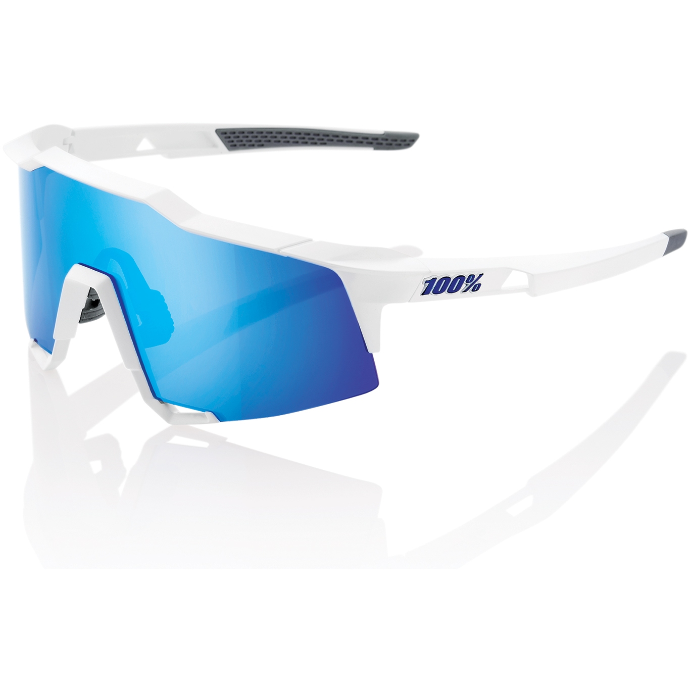 Produktbild von 100% Speedcraft Brille - HiPER Mirror Lens - Matte White / Blue Multilayer + Clear