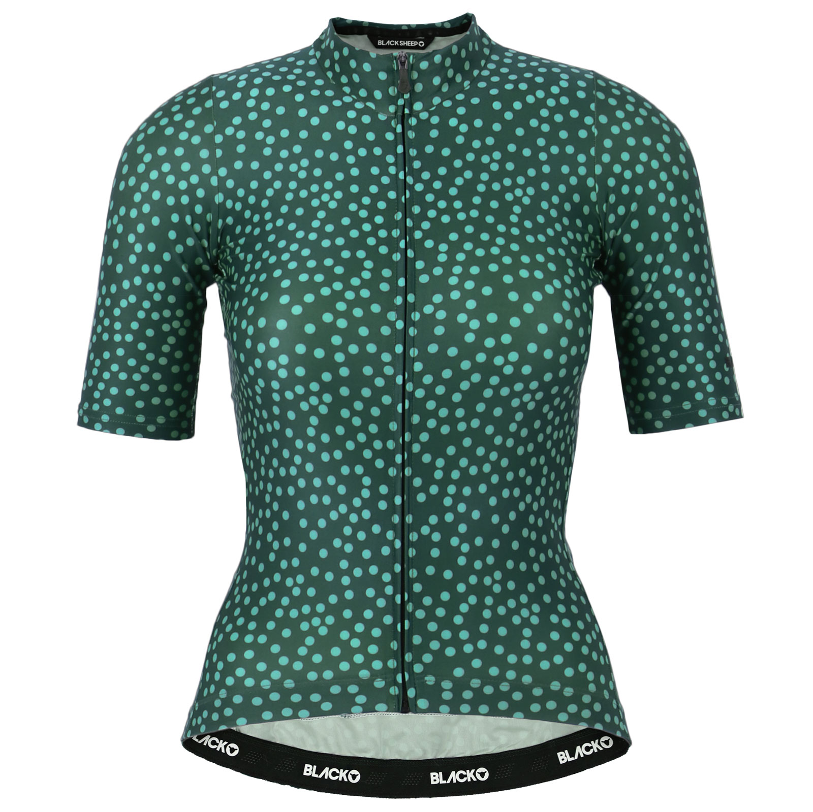 Picture of Black Sheep Cycling Essentials TEAM Short Sleeve Jersey Women - Storm Green Dots